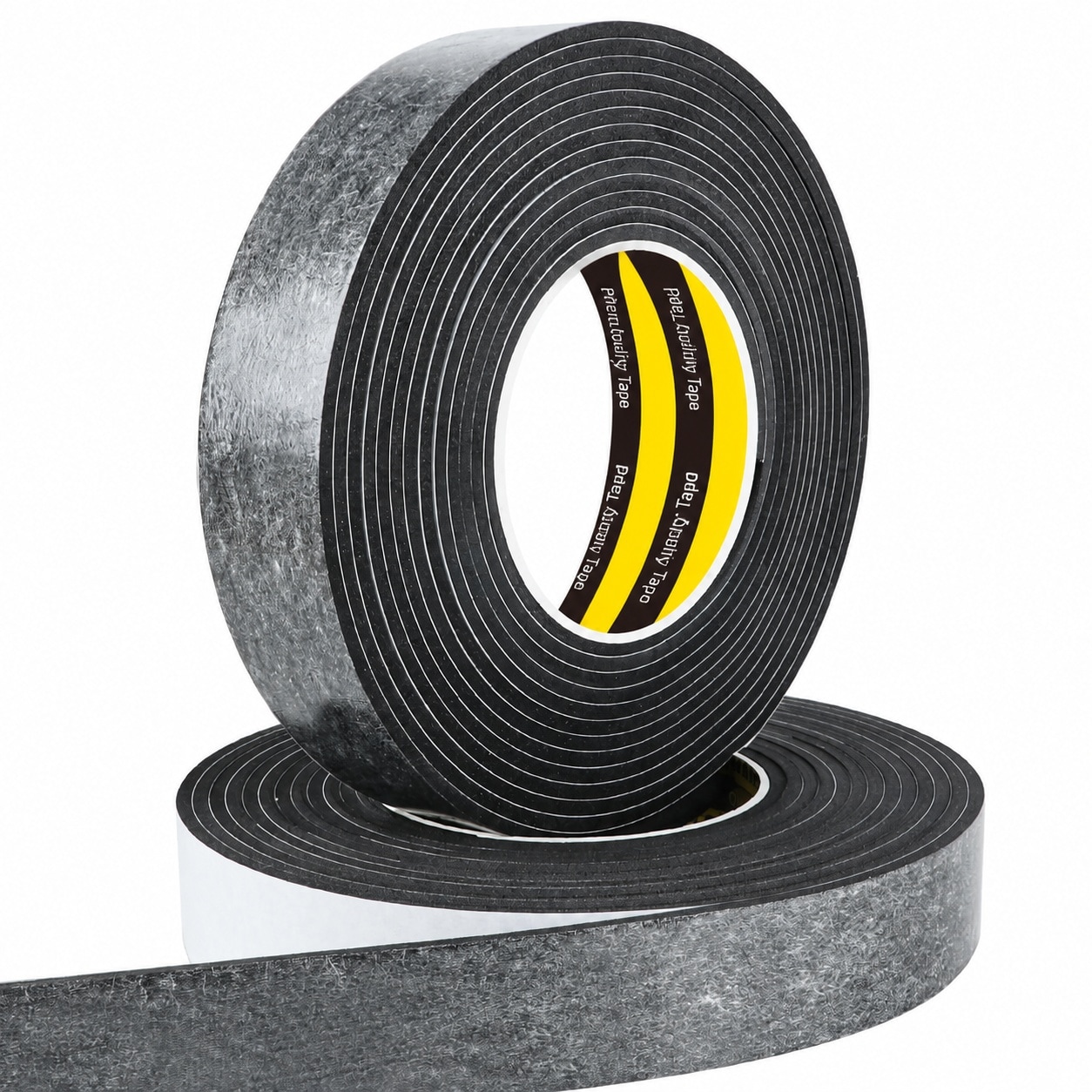 AKSCYZM  Single Sided Adhesive EVA Foam Tape 2 Pack 1.2in x 16.4FT Black Foam Weather Stripping Door Seal Window Insulation Tape Waterproof Sound
