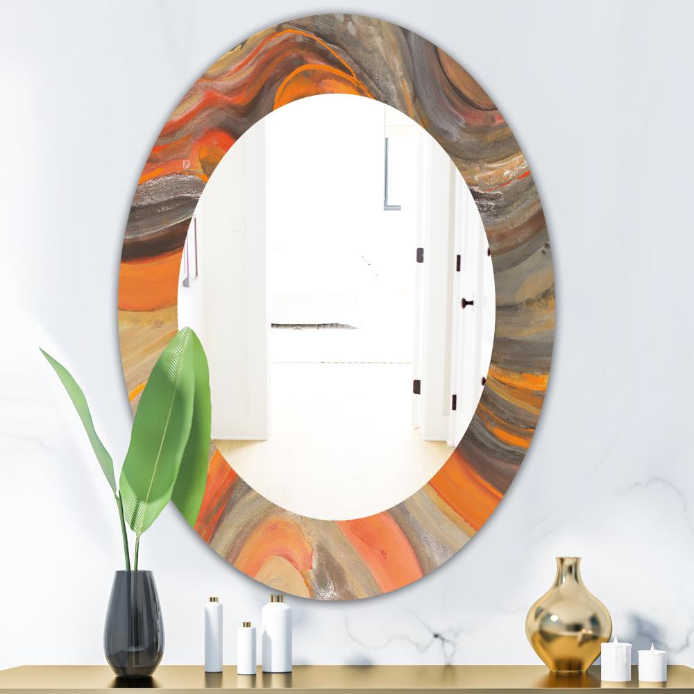 Designart 23.7-in W x 23.7-in H Oval Gold Polished Wall Mirror at Lowes.com