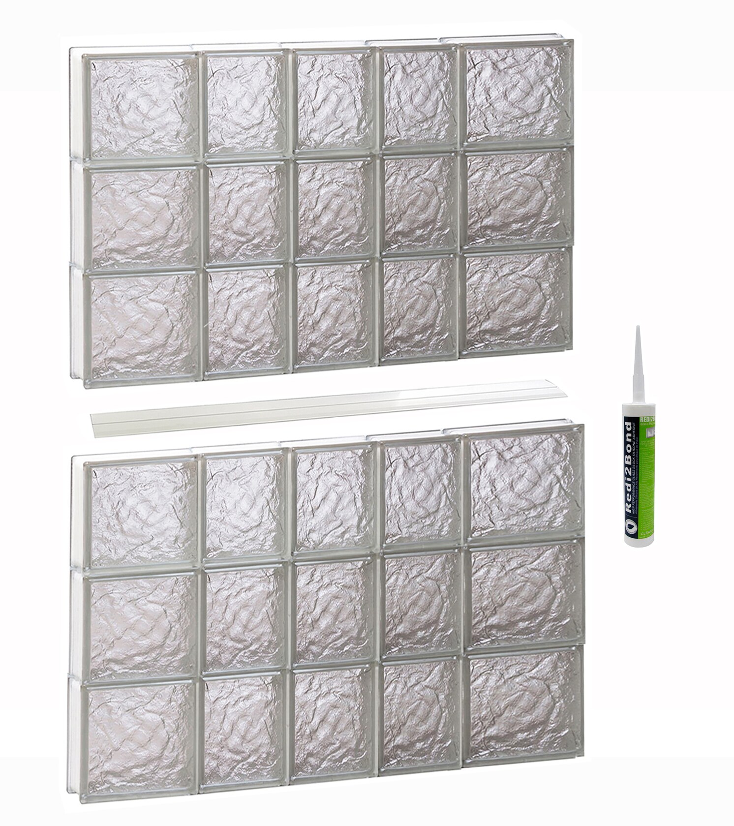 REDI2SET S3448IS Ice Glass 32-3/4-in x 46-1/2-in Frameless Replacement Glass Block Window