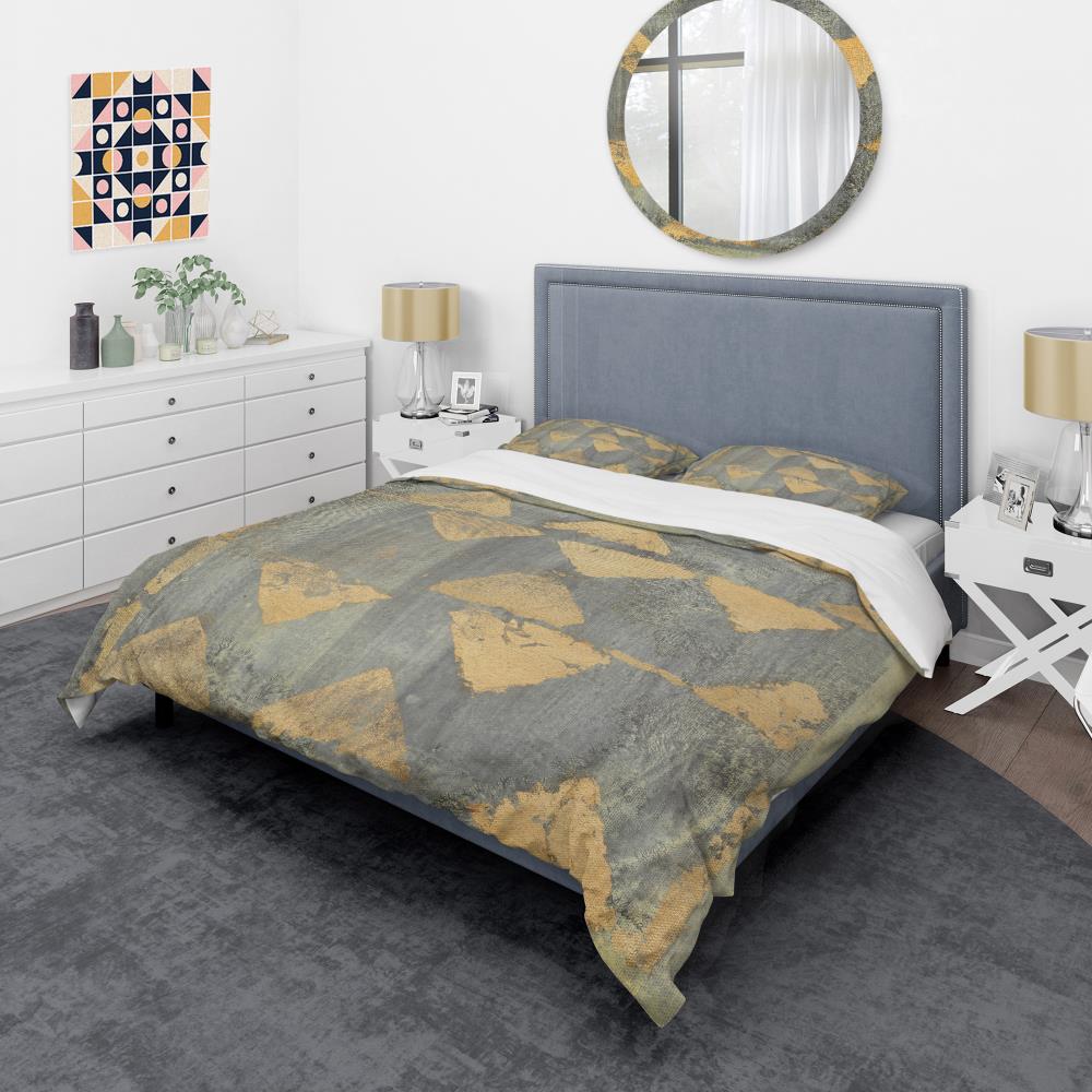 Designart BED30518-K 3-Piece Gold King Duvet Cover Set