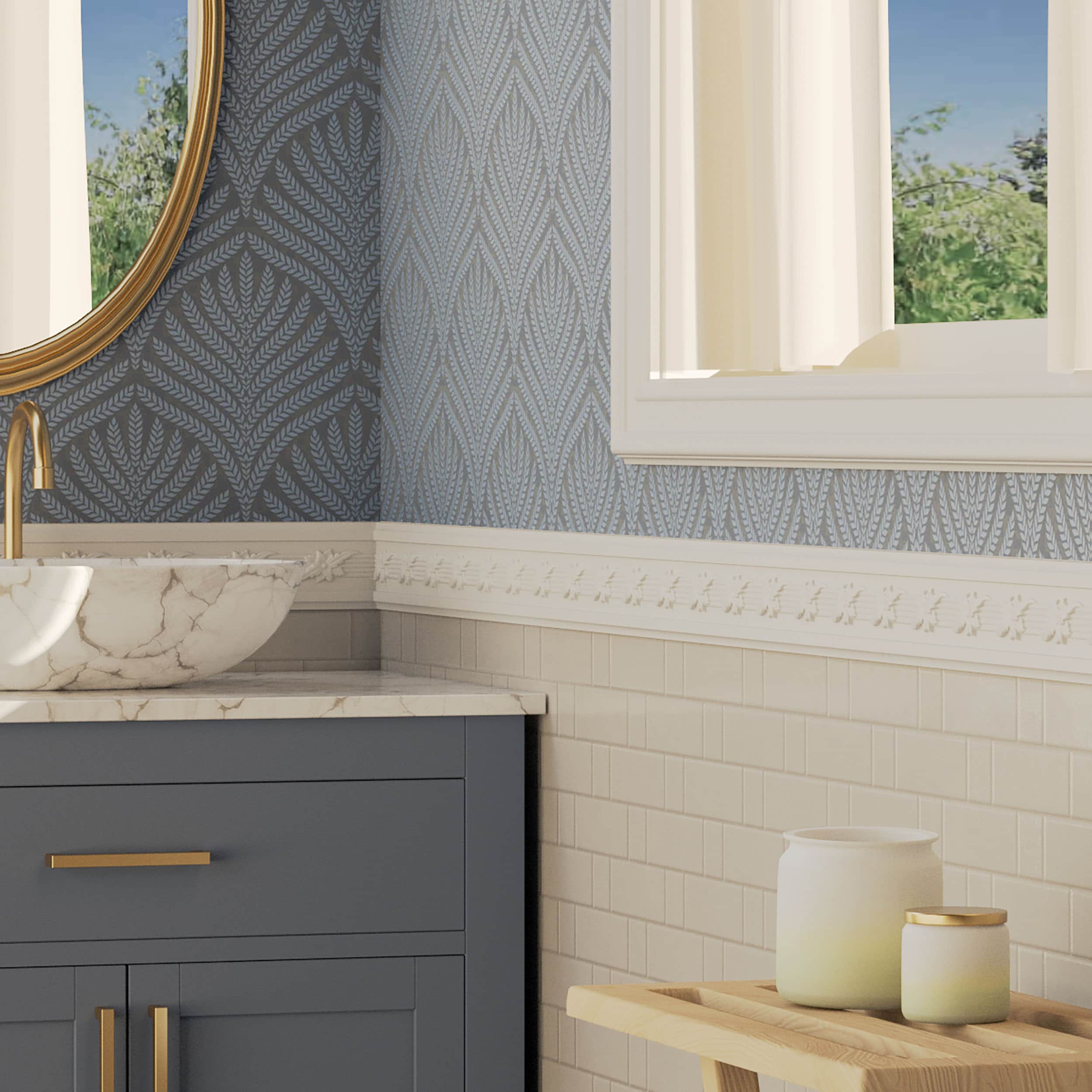 Winston 94.5" Gray Polyurethane Decorative Chair Rail Moulding