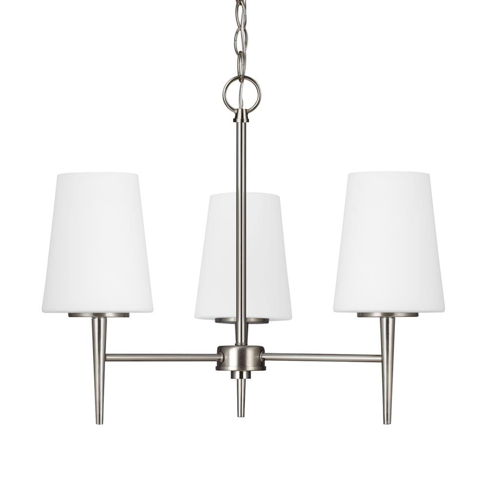 Generation Lighting 3140403-962 Driscoll 3 -Light Brushed Nickel Modern/contemporary For Use in Bedrooms, Dining Rooms, Foyers, Kitchens, Living Rooms Chandelier