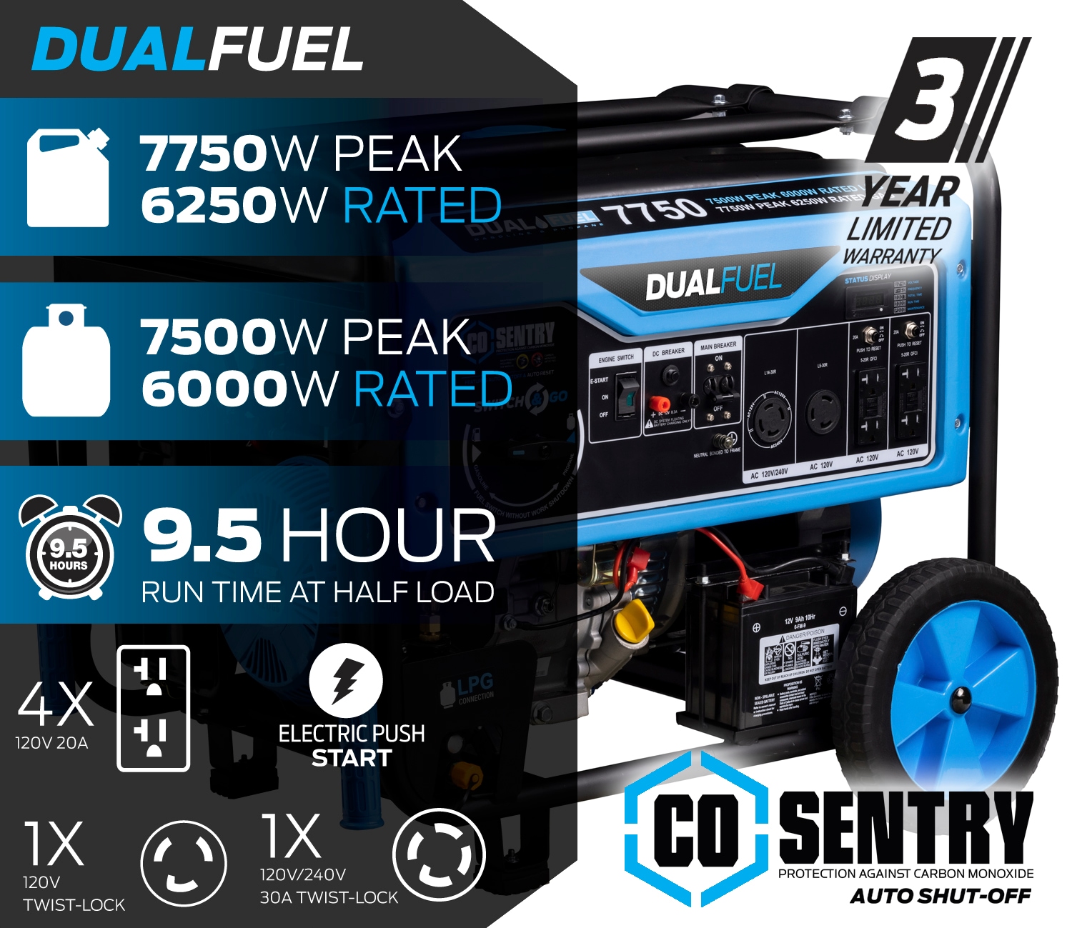 Pulsar Products PG7750BCO Portable-Generators - View #2