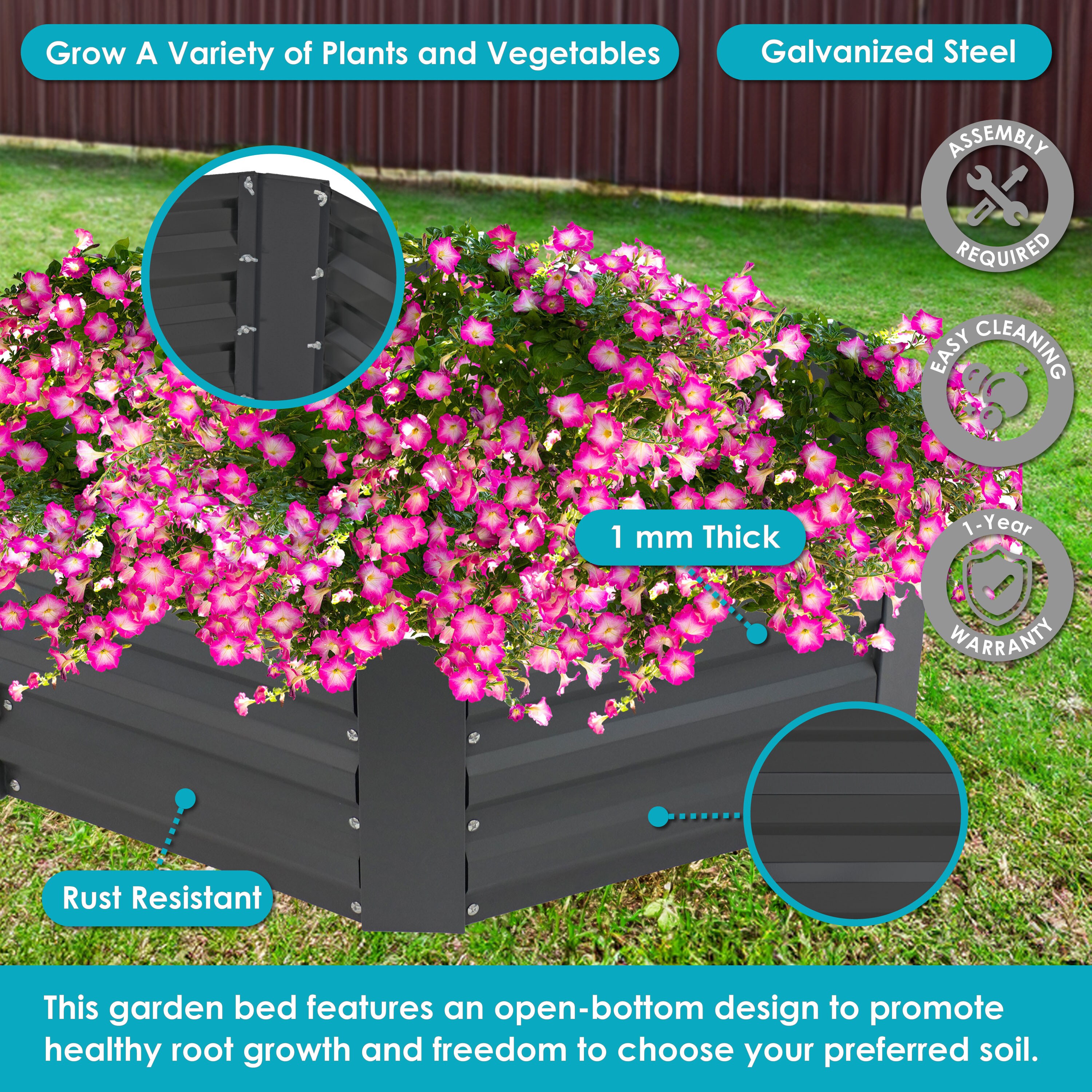 Hexagon Gray Galvanized Steel Raised Garden Bed