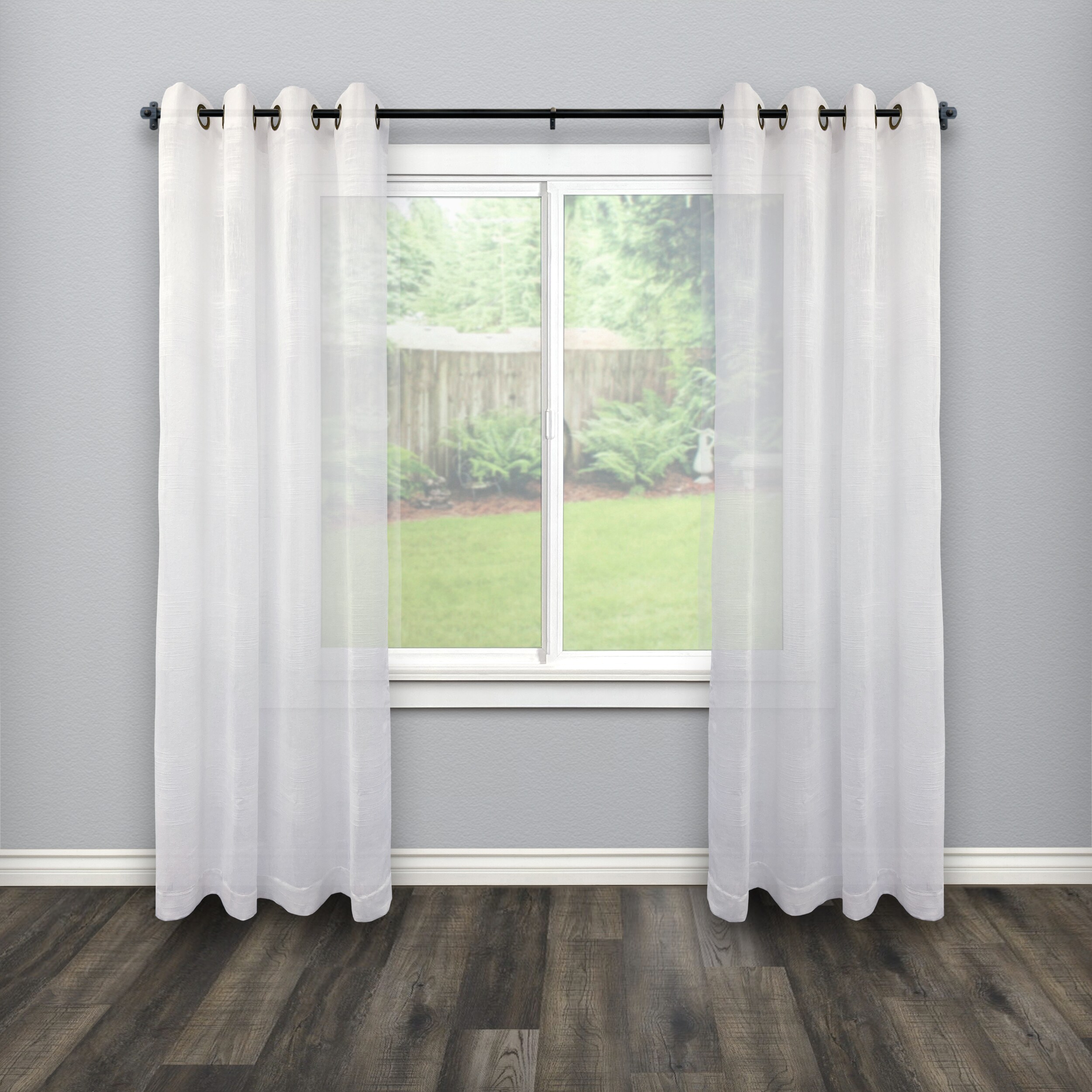 Black Adjustable Metal Curtain Rod with Finials