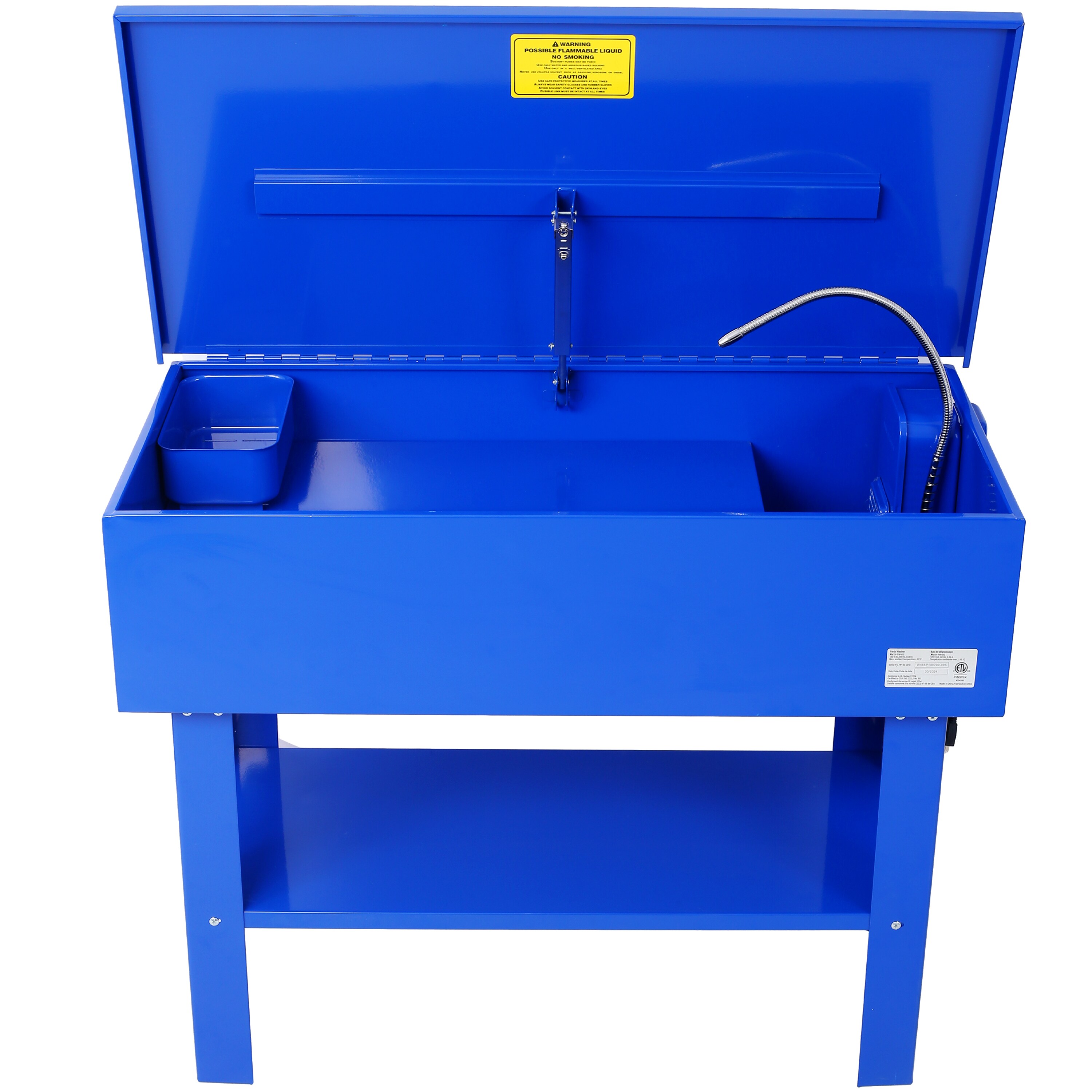 Tatayosi JL149700 40 Gallon Parts Washer 24 Gallon Solvent Capacity 5 Gallon Per Minute Max Pump Output Heavy Duty Steel Powder Coated blue