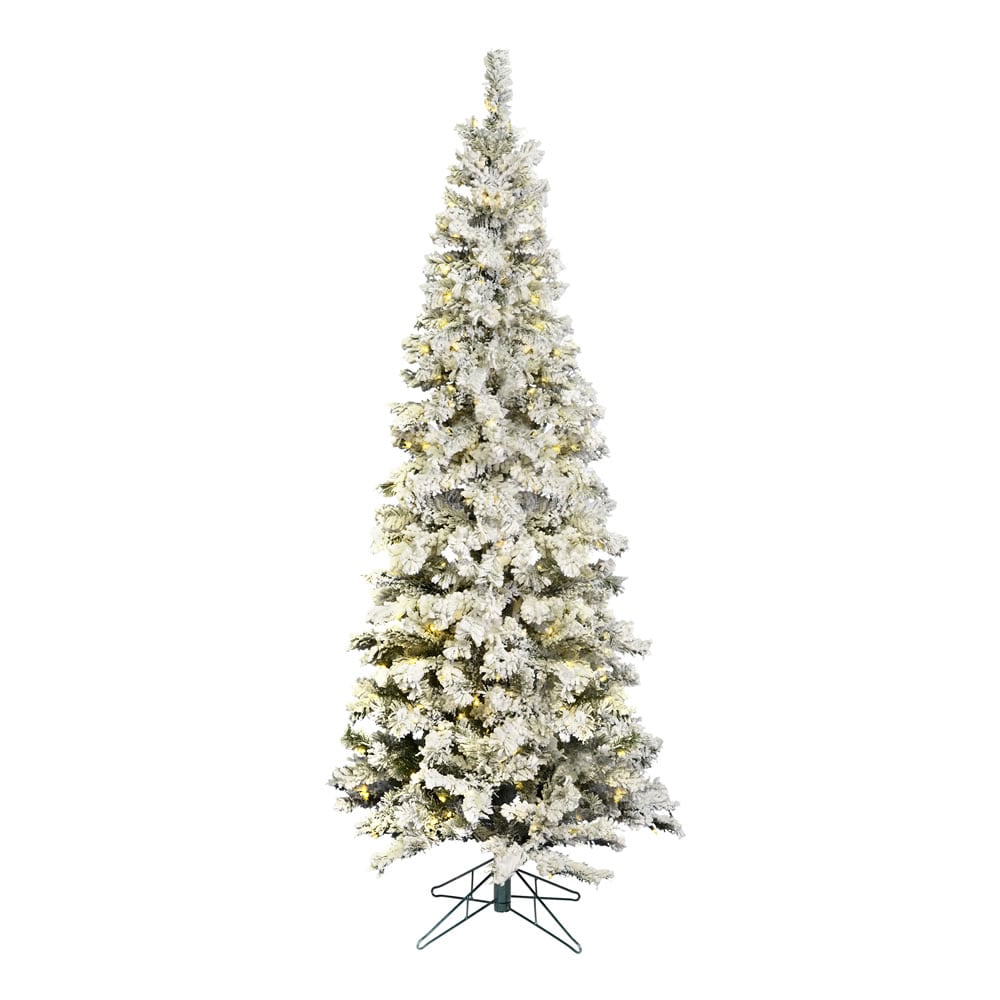 Vickerman 7.5-ft Slim Flocked White Artificial Christmas Tree in the ...