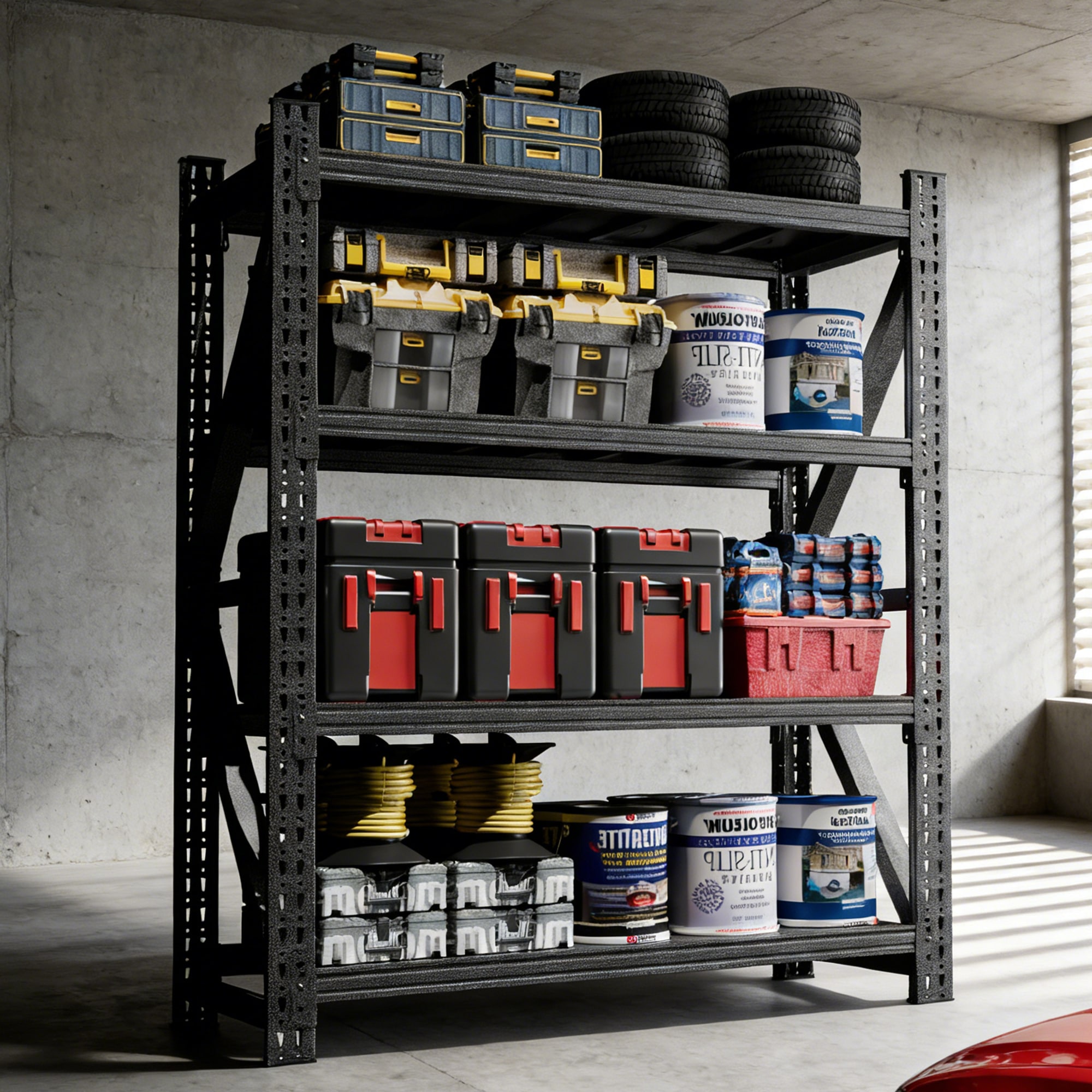 LOVMOR  4-Tier 59 in W x 69 in H x 23.6 in D Adjustable Heavy Duty Metal Shelving Unit 4000 lbs Steel for Garage Workshop Basement
