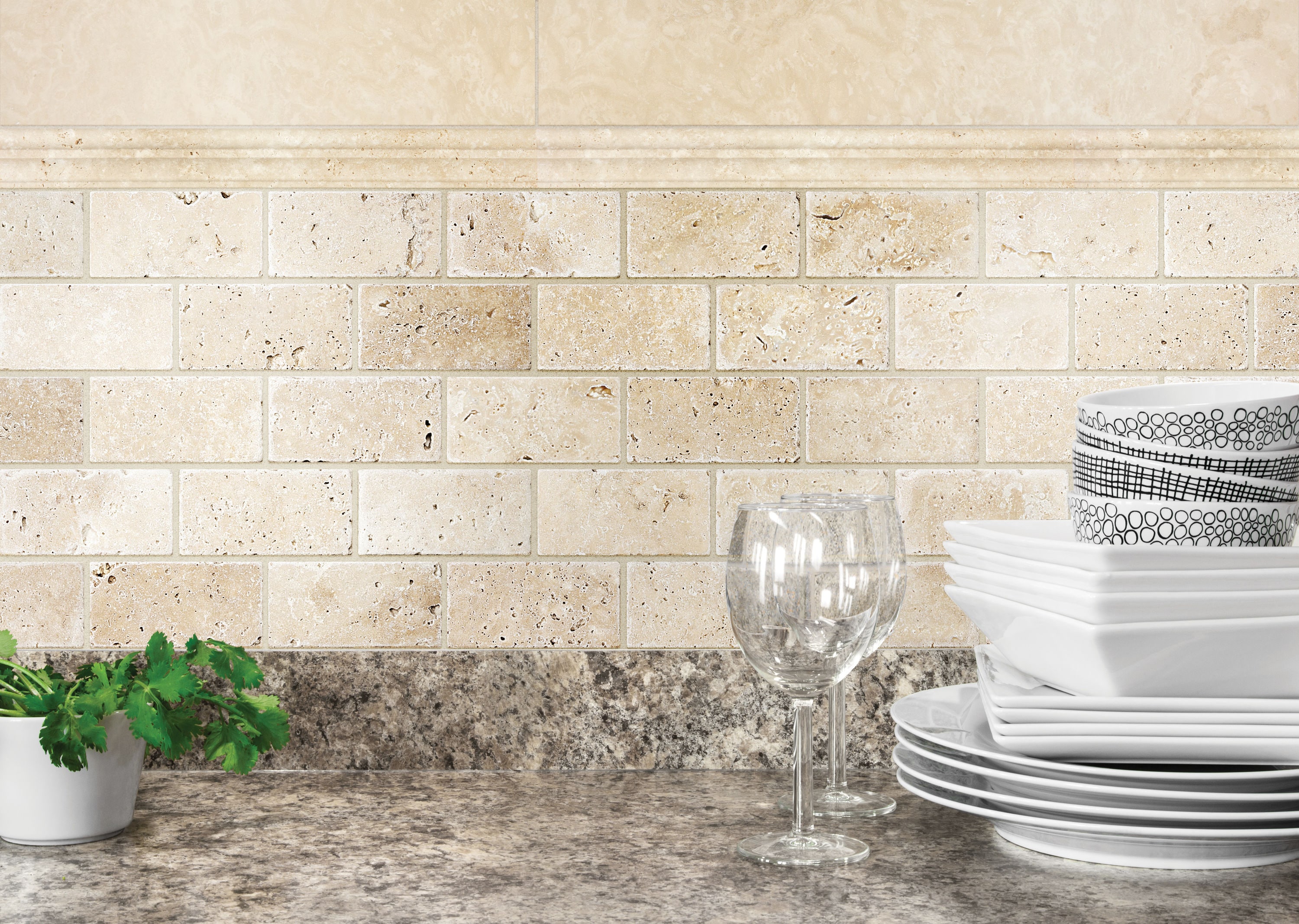 Satori Chiaro Natural Stone Travertine Chair Rail Tile (1-1/2-in x 12-in)