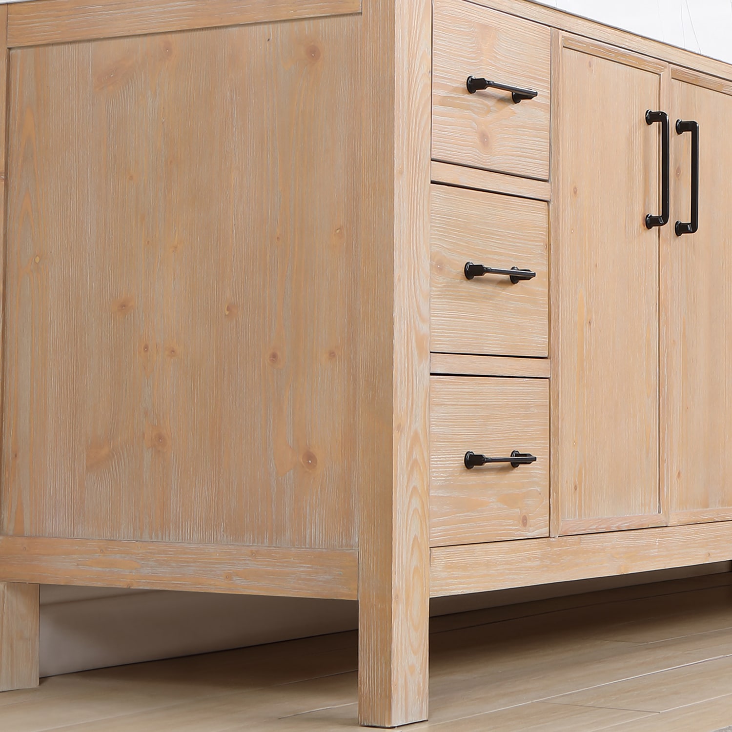 Leon 84" Fir Wood Double Vanity with Composite Top