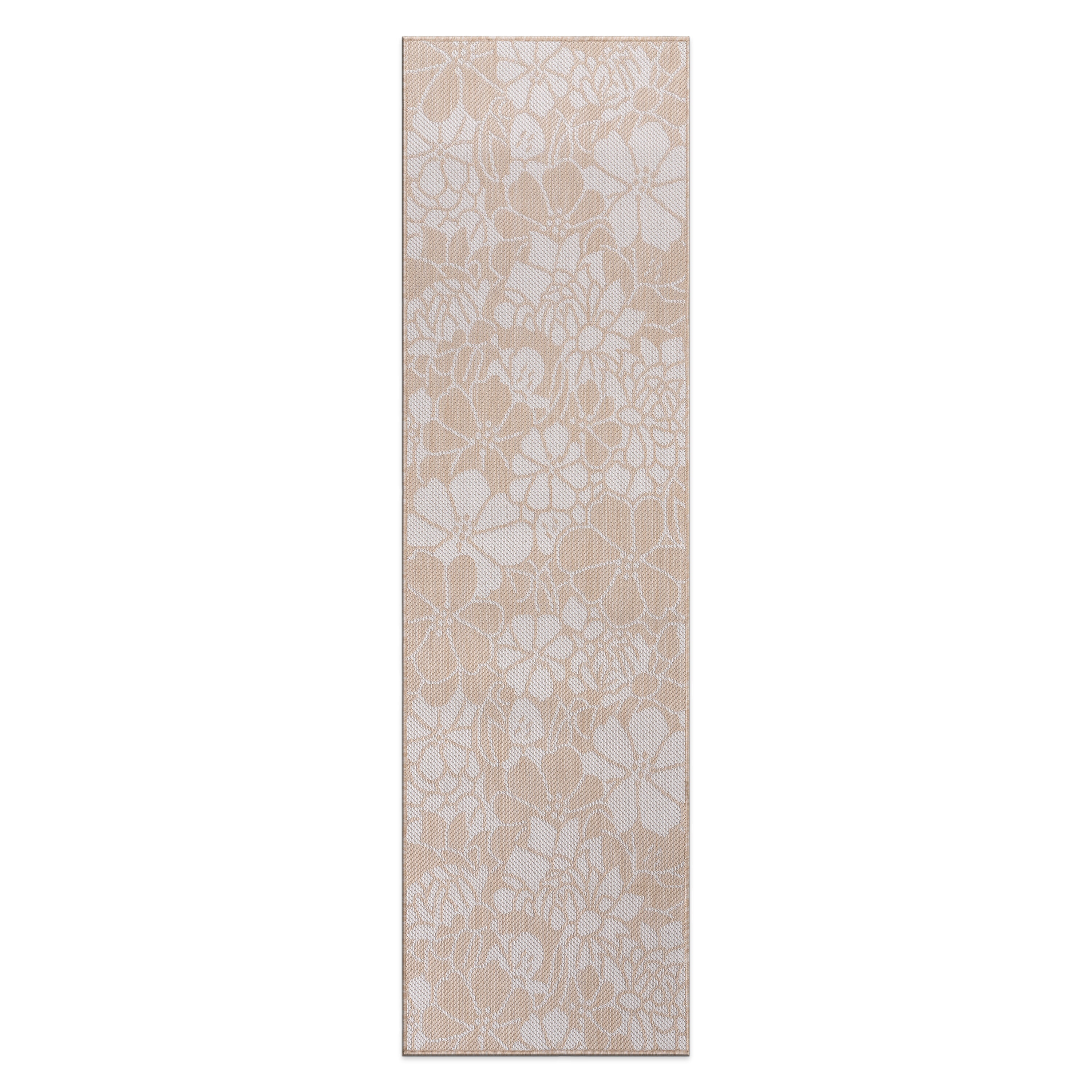 World Rug Gallery 115NATURAL2X7 Summer 2 x 7 (ft) Loomed Polypropylene Natural Rectangular Indoor/Outdoor Floral/Botanical Tropical Area rug