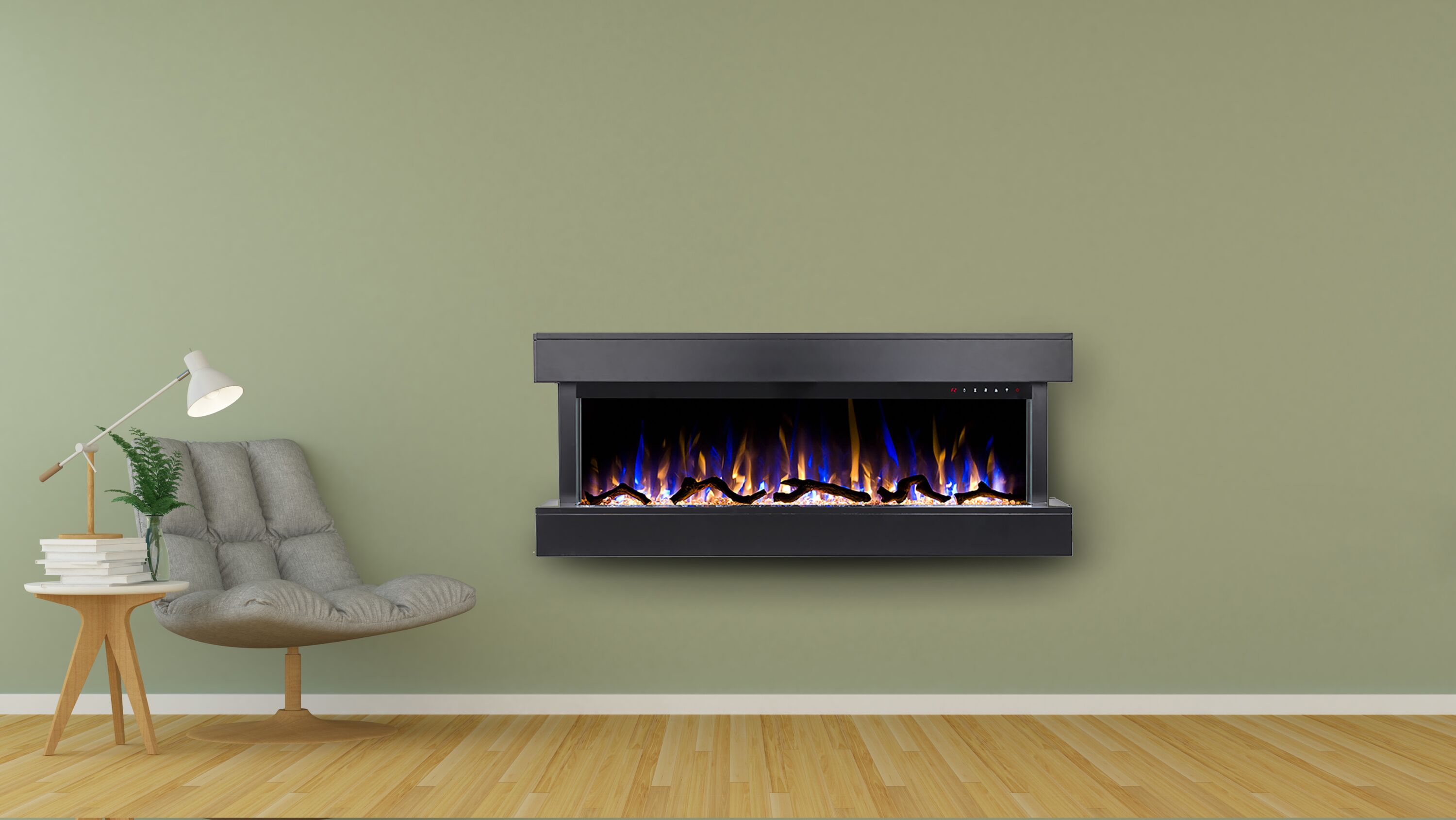 Touchstone 50in W Black Fanforced Wallmount Electric Fireplace with