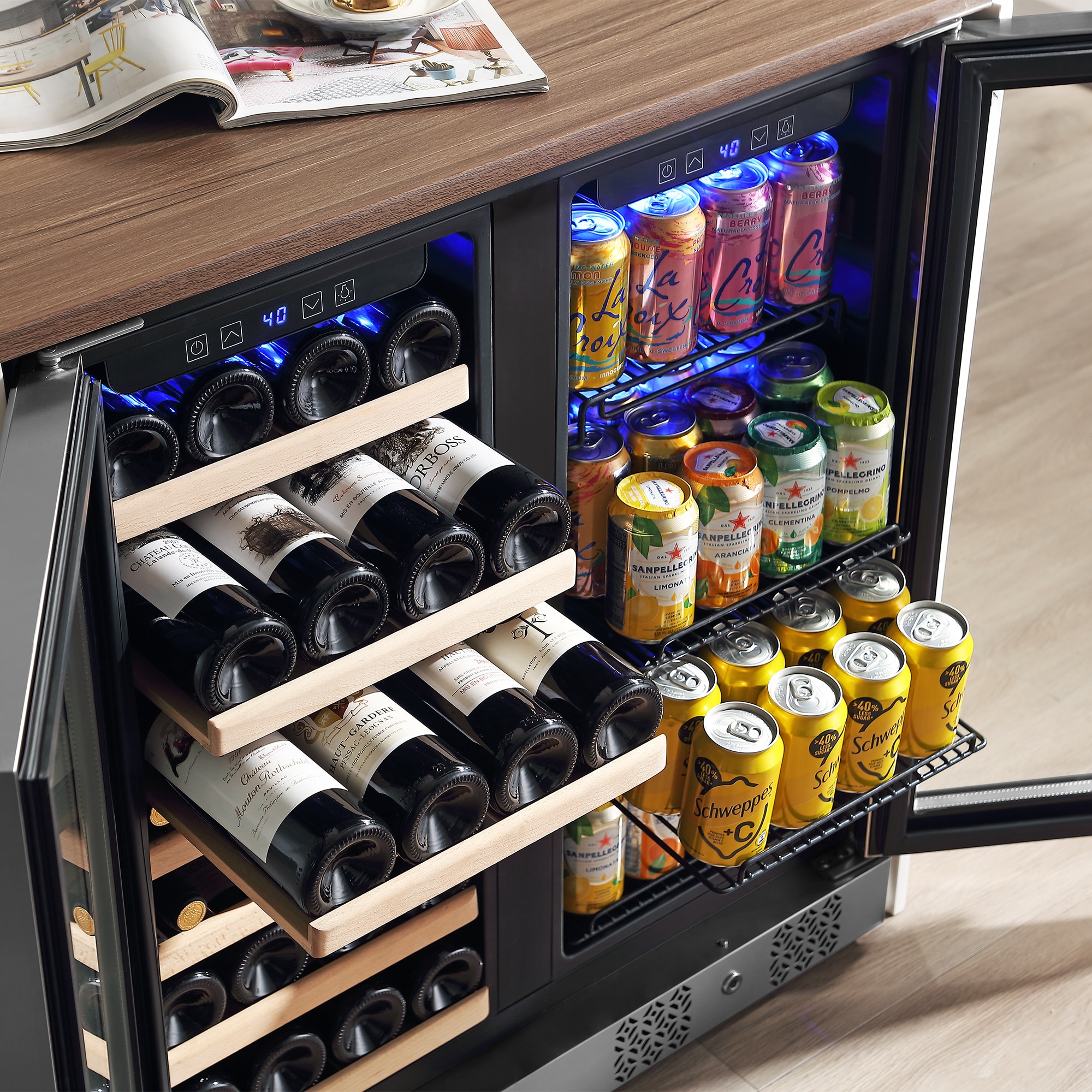 Empava 23.4-in W Commercial/ Stainless Steel Built-In/Freestanding Indoor  or Outdoor Beverage Refrigerator with Glass Door in the Beverage  Refrigerators department at