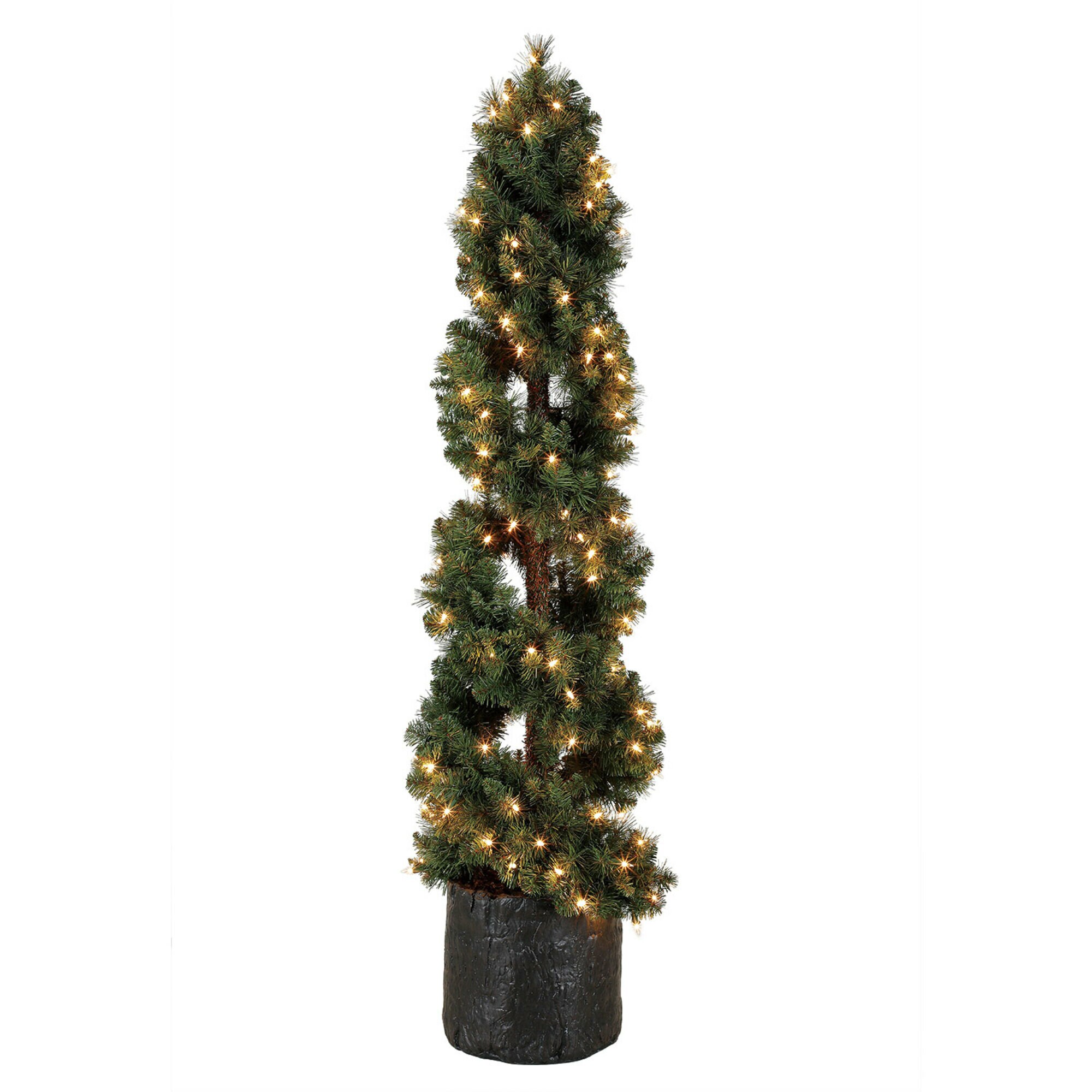 Home Heritage 155414 5-ft Pine Pre-lit Slim Artificial Christmas Tree with LED Lights