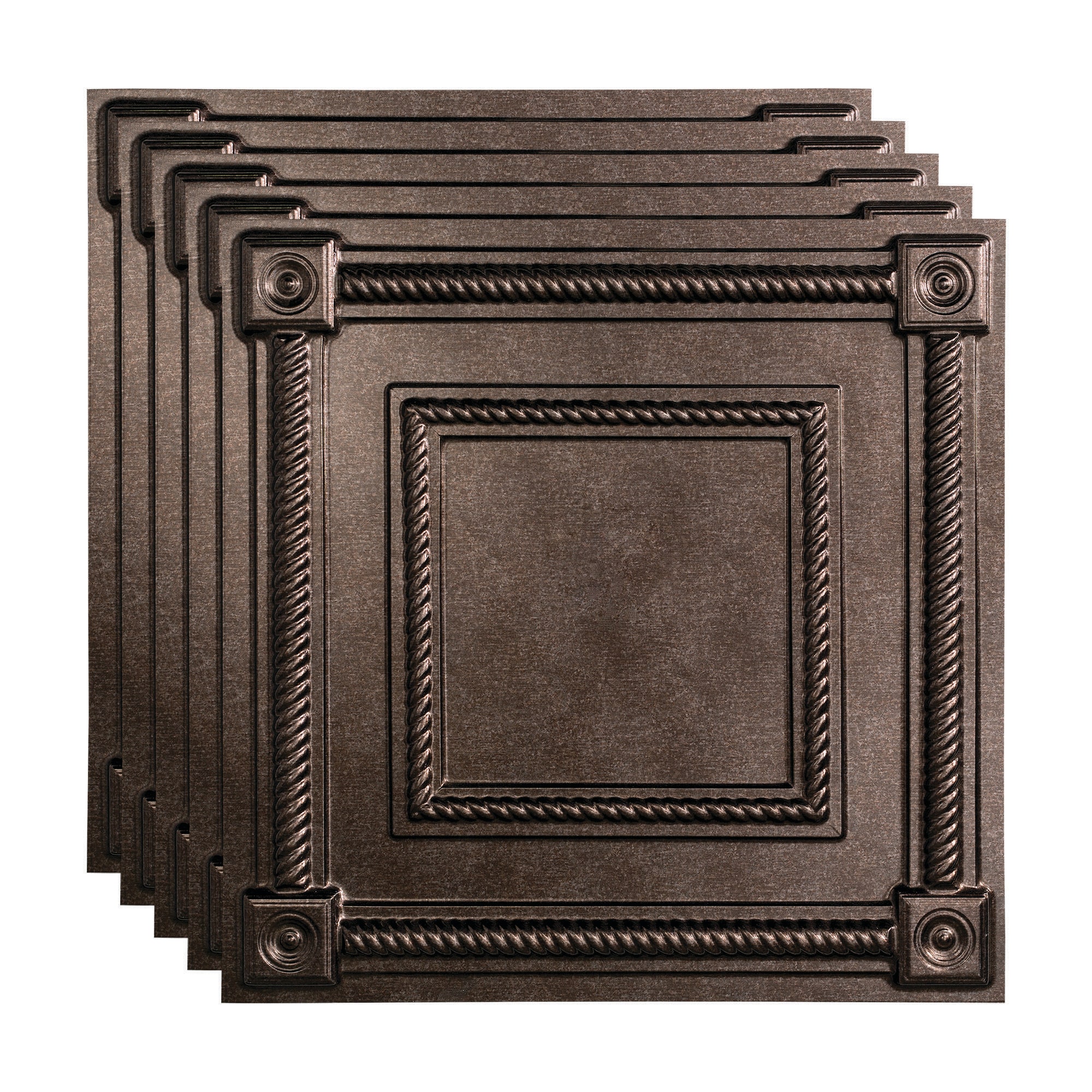 Fasade PL6127 2-ft x 2-ft Coffer Smoked Pewter PVC Drop Ceiling Tile ( 5 -Pack, 20-Sq. Feet / Case )