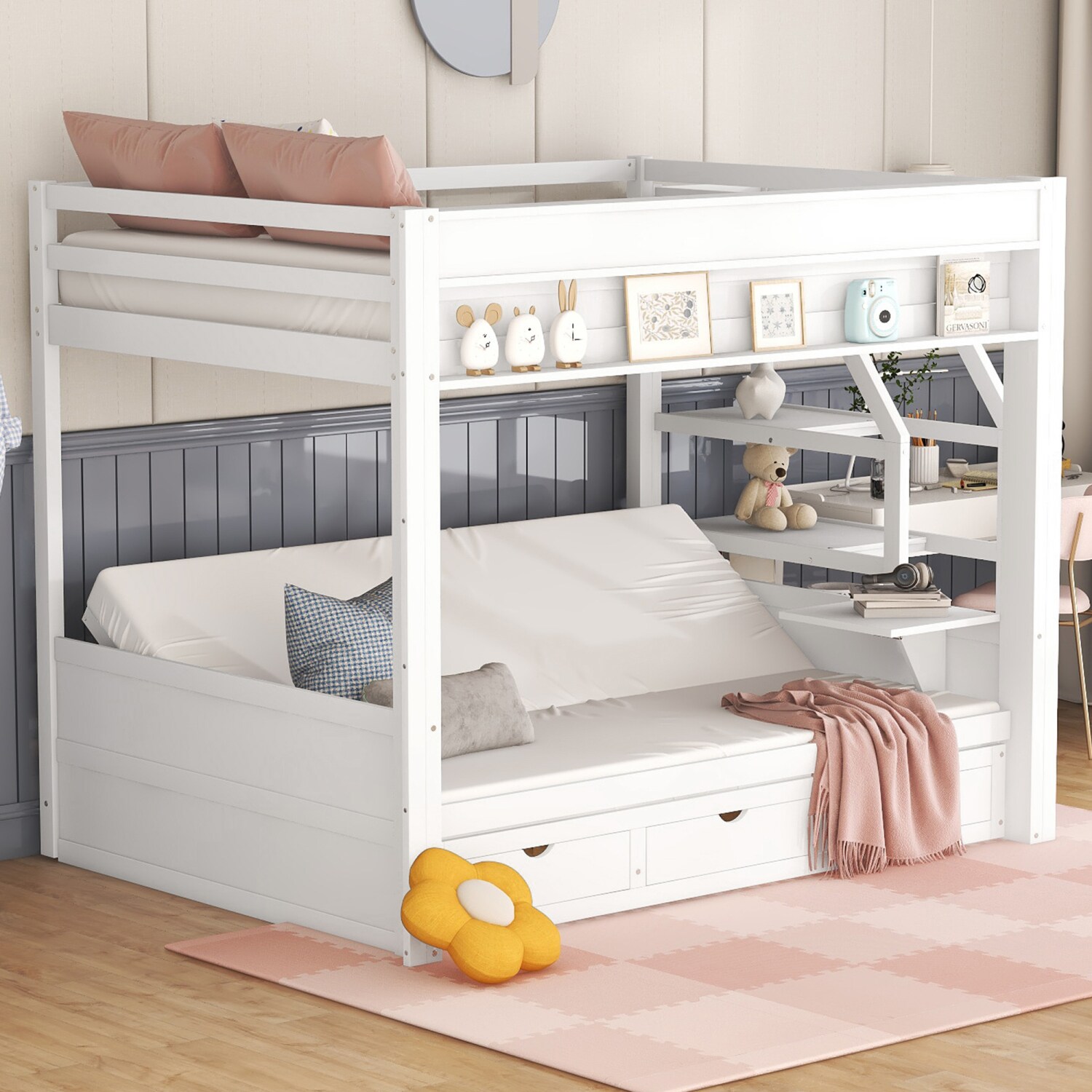 Streamdale Furniture Streamdale Wood Full Size Convertible Bunk Bed ...