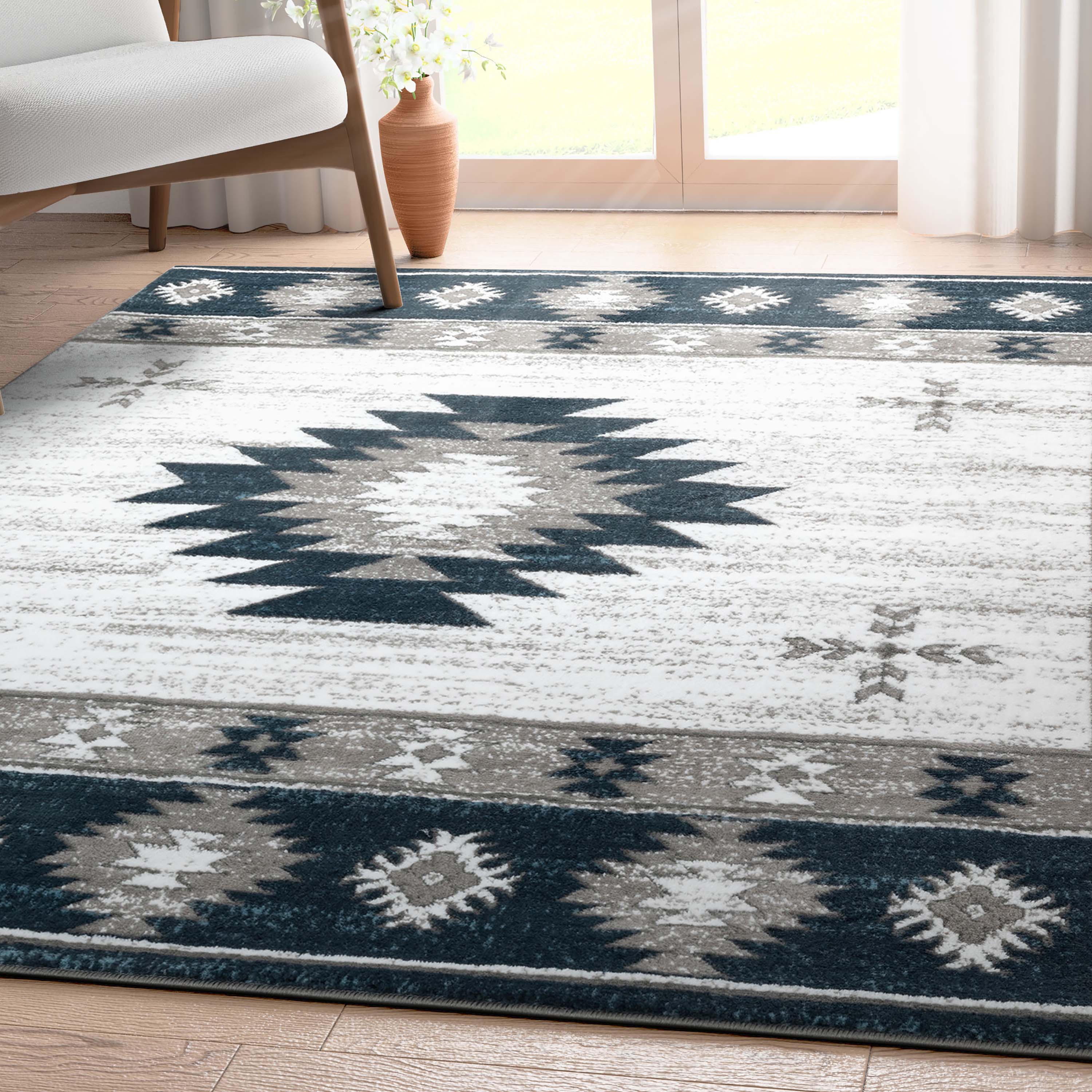 Well Woven DU-144-5 Dulcet 5 x 7 (ft) Loomed Polypropylene Blue Rectangular Indoor Tribal Southwestern Area rug