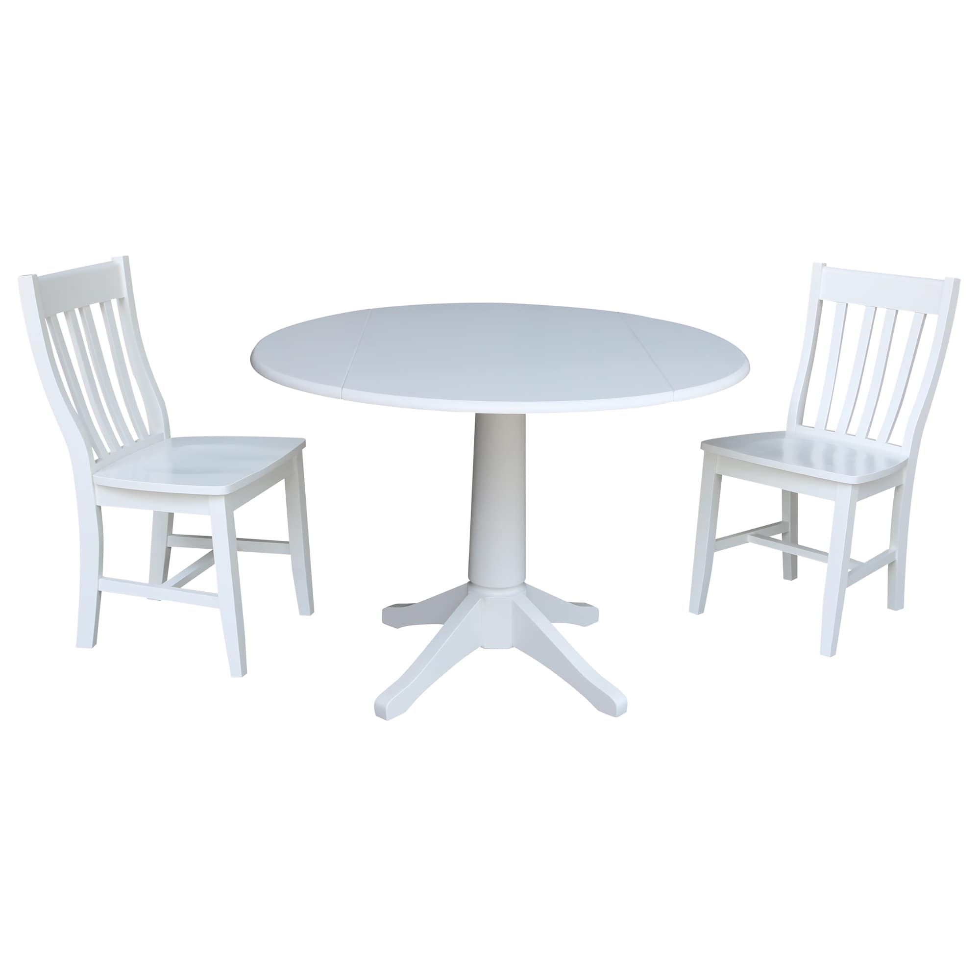 International Concepts K08-42DPT-27B-C61-2 White Casual Dining Room Set with Round Table ( Seats 4 )
