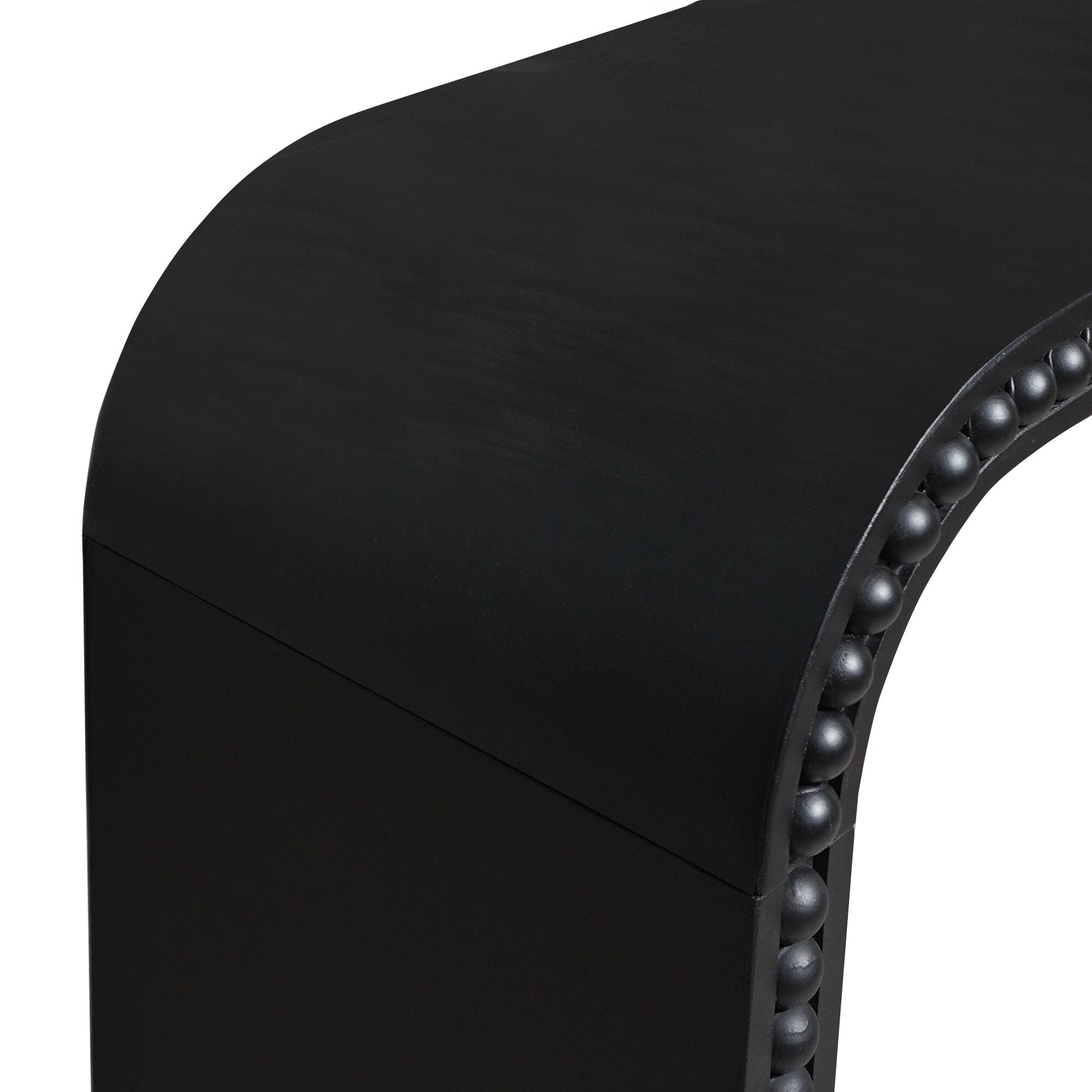 LOVMOR Black wood Console Table 59in Entryway Table Curved Waterfall ...