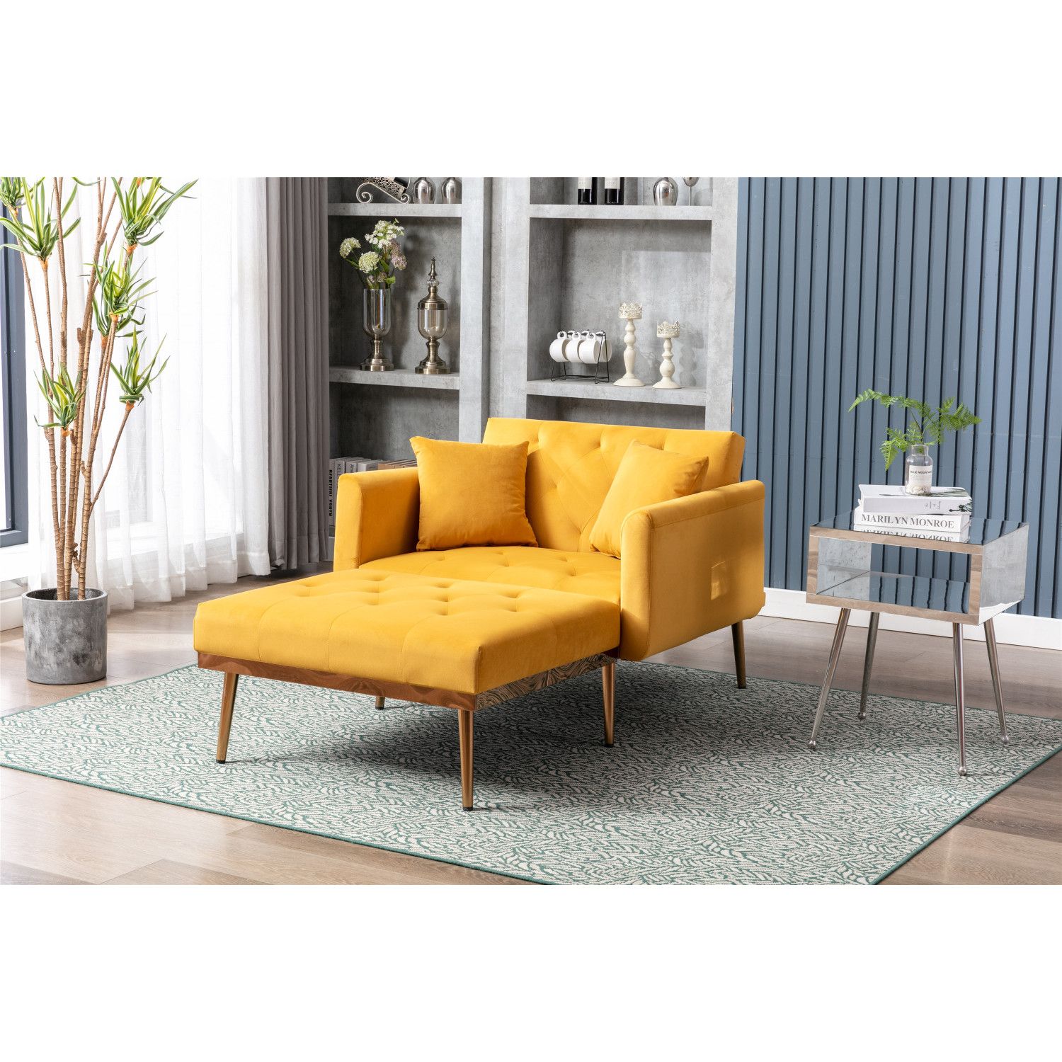 JASMODER W395S00029 Modern Mango color Linen Accent Chair