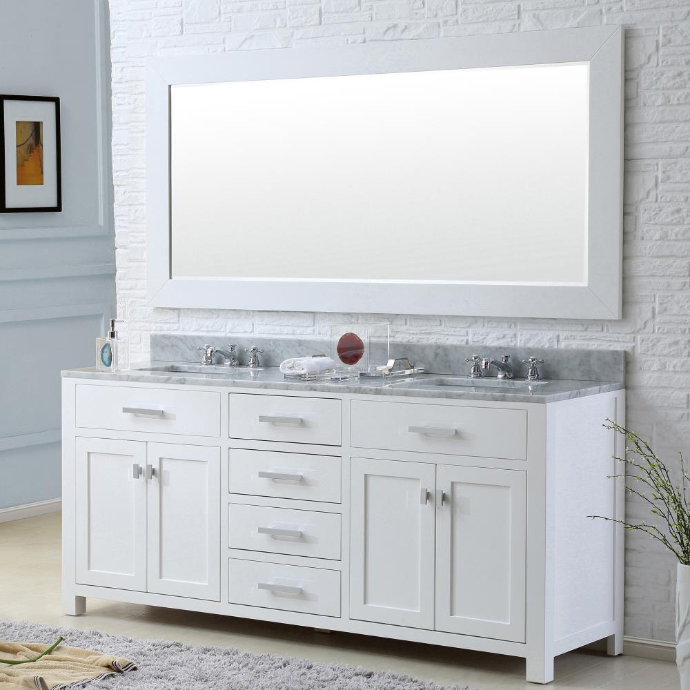 Water Creation Madison 60-in Pure White Undermount Double Sink Bathroom ...