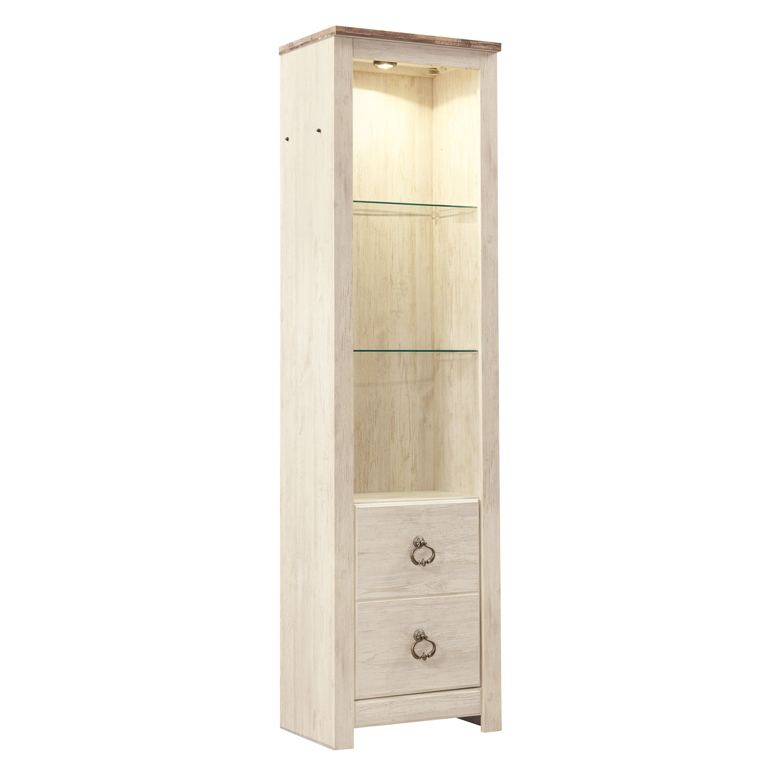 Benzara Contemporary/Modern White Wood Curio Cabinet