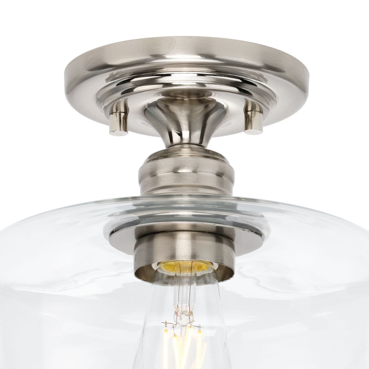 Aiken Brushed Nickel 9" Flush Mount with Clear Glass Shade