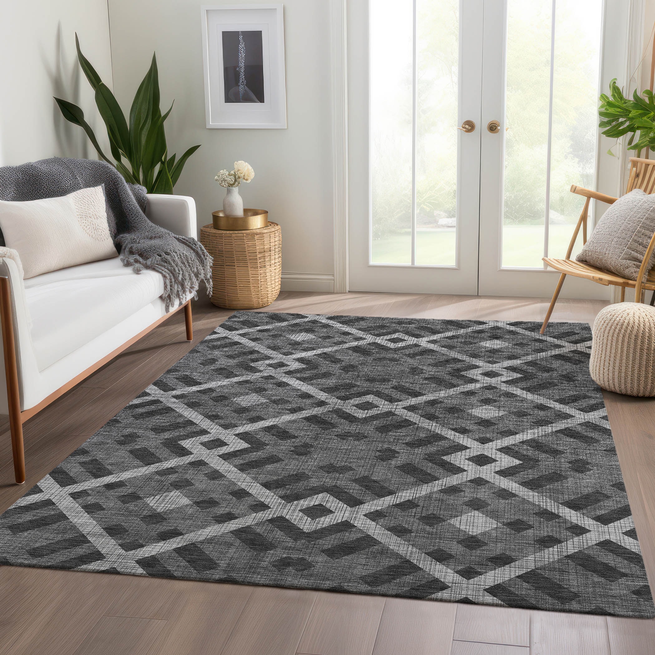 Addison Rugs ACN616CC5X8 Chantille ACN616CC 5 x 7 (ft) Polyester Charcoal Rectangular Indoor/Outdoor Abstract Machine washable Area rug