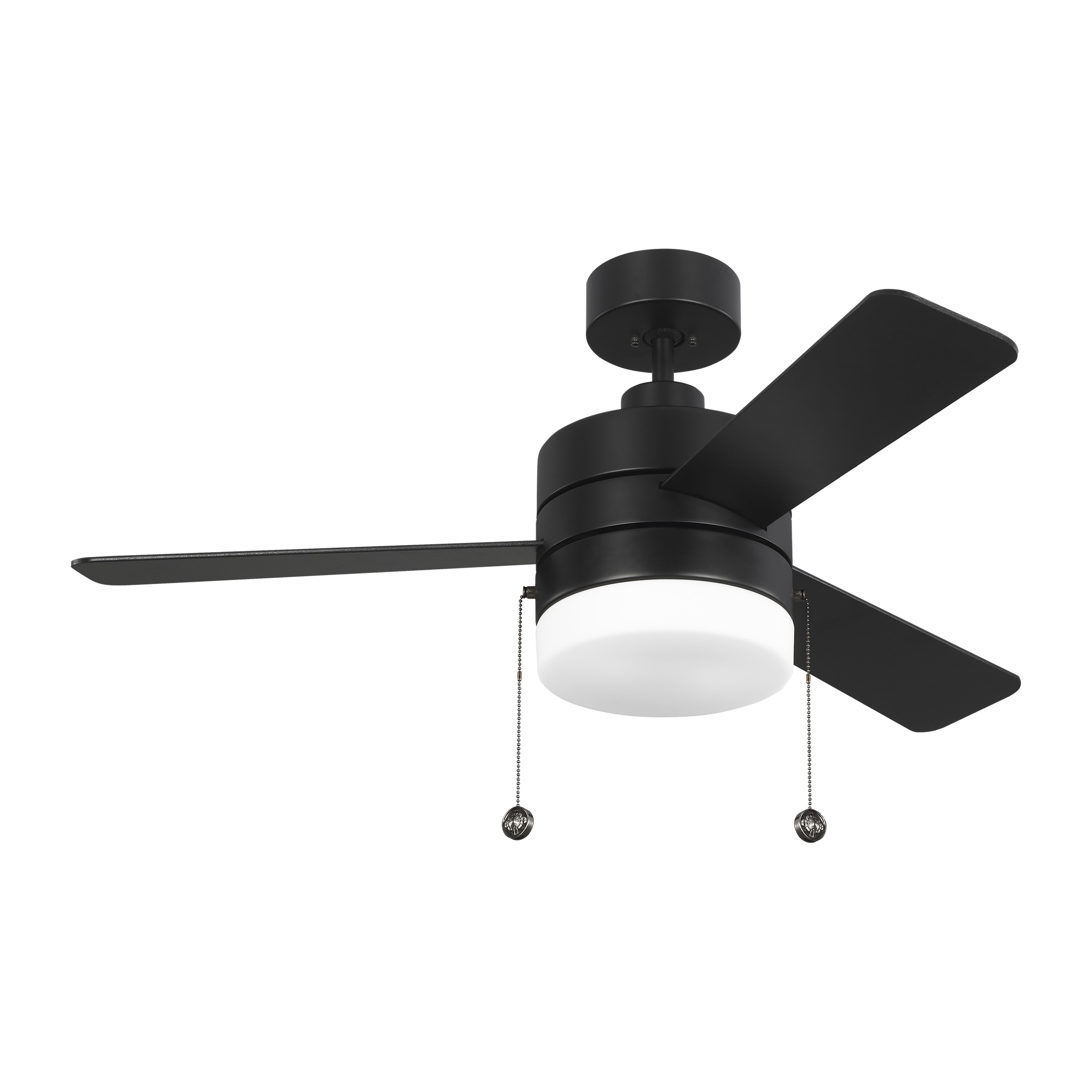 Generation Lighting 3SY44MBKD Syrus 44-in Midnight Black with Midnight Black/American Walnut reversible blades Blades Ceiling Fan With Light ( 3 -Blade )