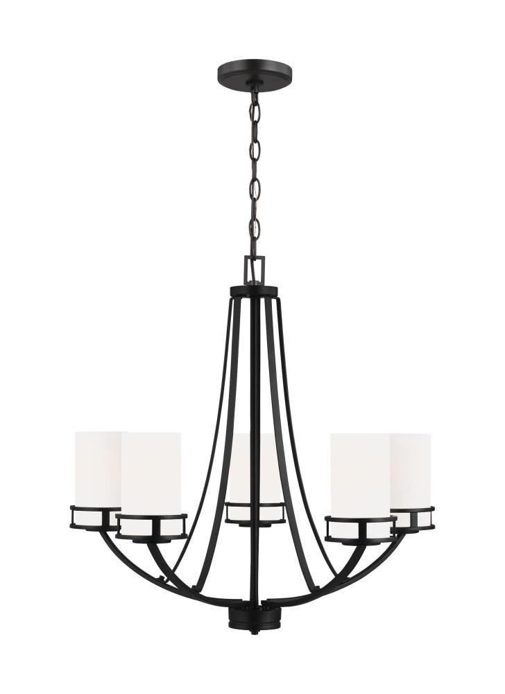 Generation Lighting 3121605-112 Robie 5 -Light Black Craftsman For Use in Dining Rooms, Foyers, Kitchens, Chandelier