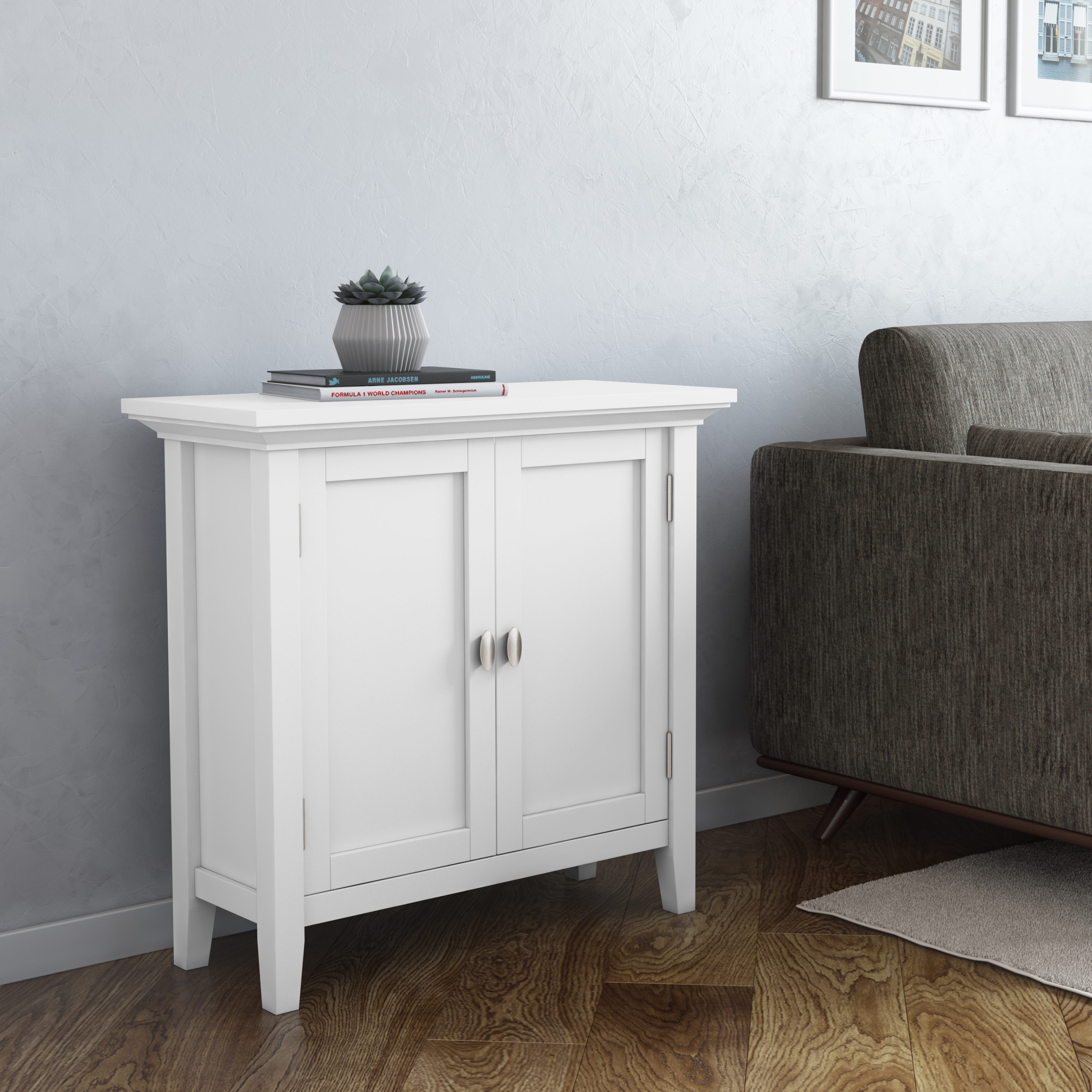 Redmond White Solid Wood Freestanding Office Cabinet with Adjustable Shelving