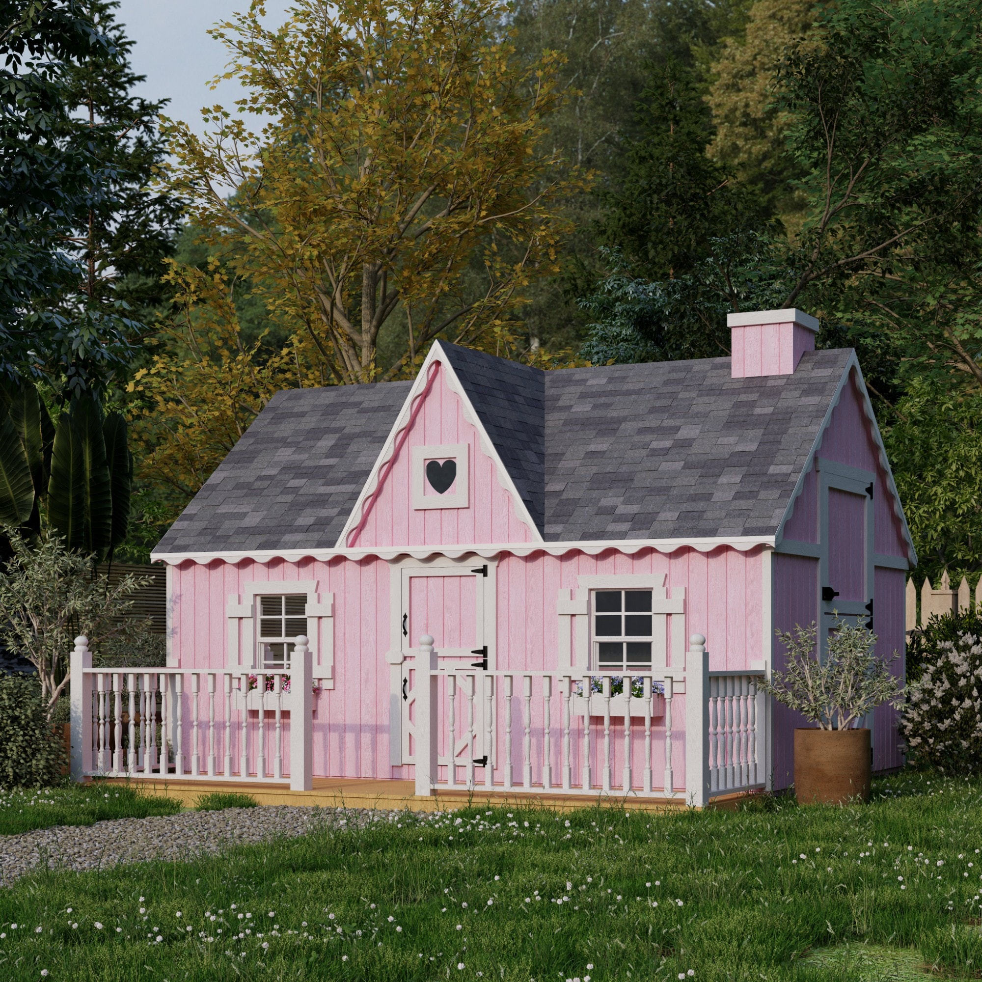 Little Cottage Co 8X12VP-PNK-FK-DR-LFT playhouses - View #2