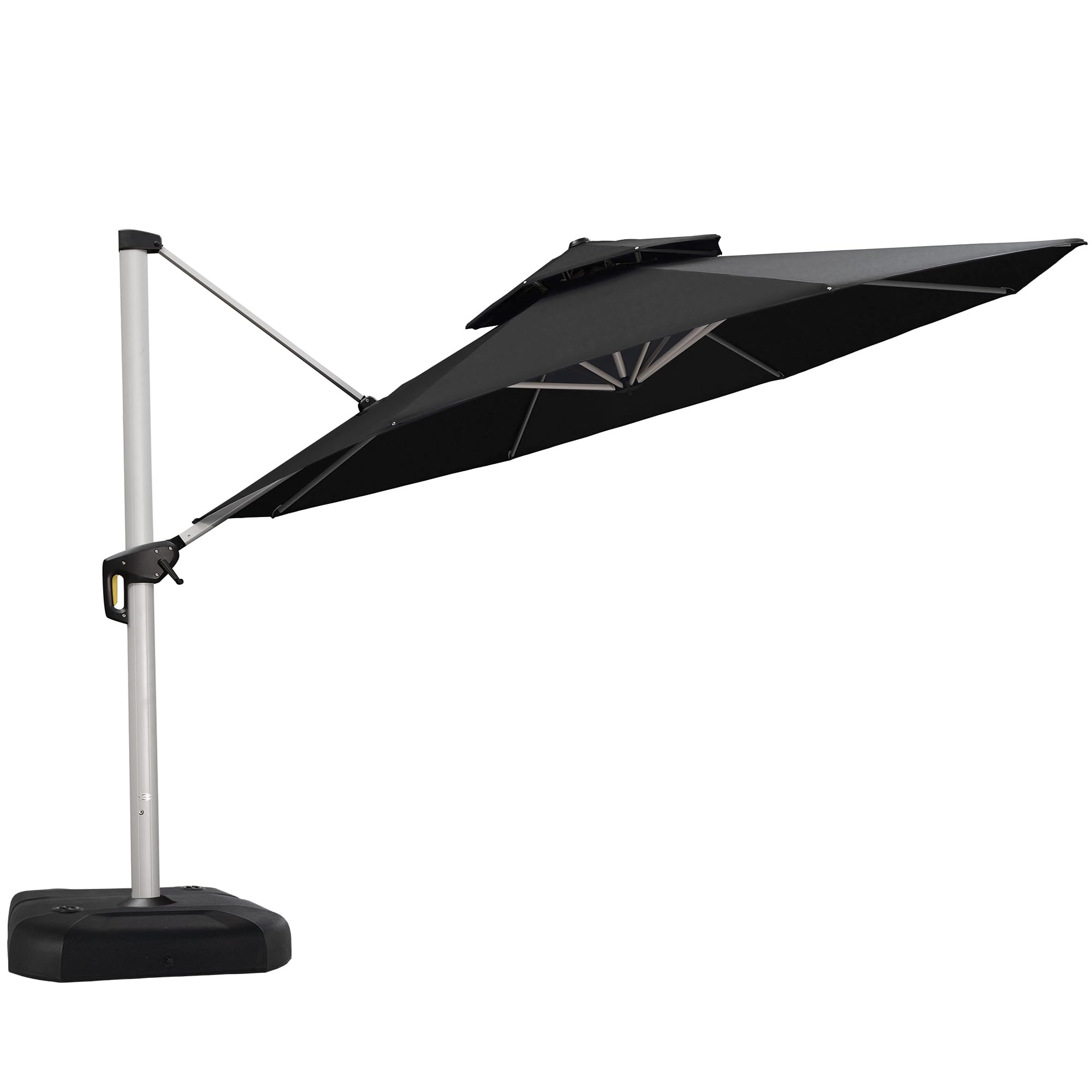 PURPLE LEAF LSLRR13-BK 13-ft Aluminum Black Crank Cantilever Patio Umbrella