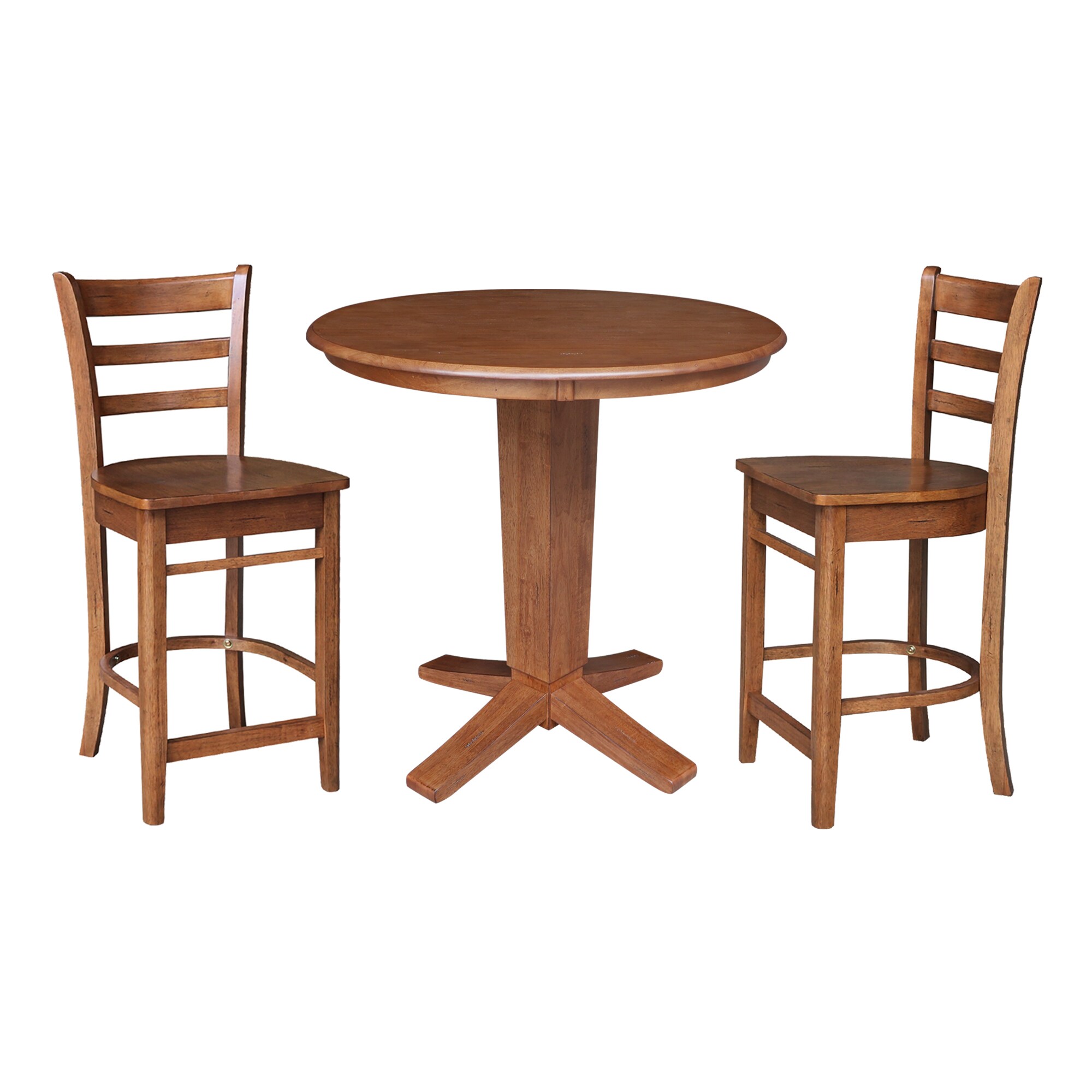 International Concepts K42-36RT-23B-S6172-2 Distressed Oak Traditional Dining Room Set with Round Table ( Seats 4 )