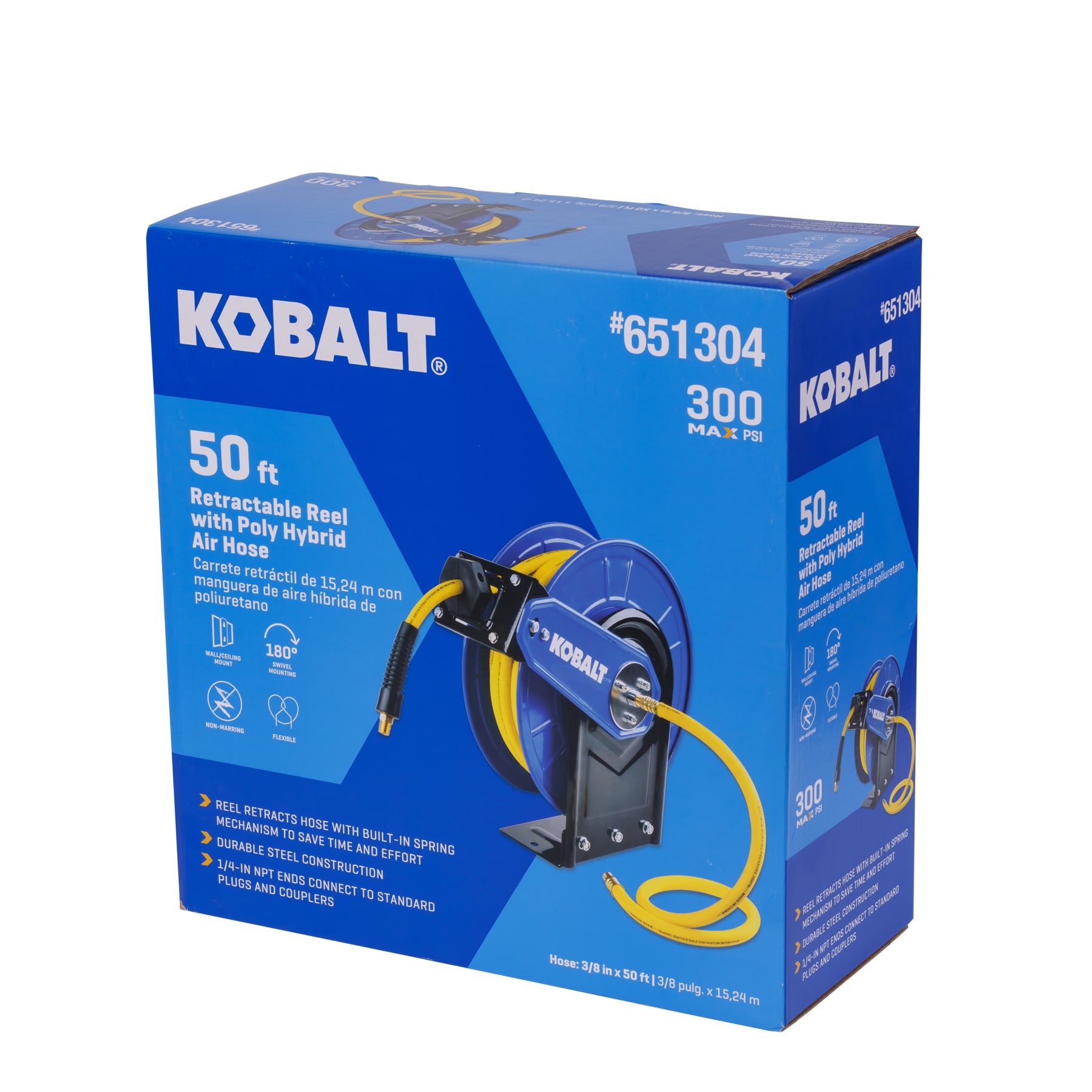 Kobalt Kobalt Retractable Hose Reel with 3/8-in x 50-ft Hybrid Hose in the  Air Compressor Hoses department at