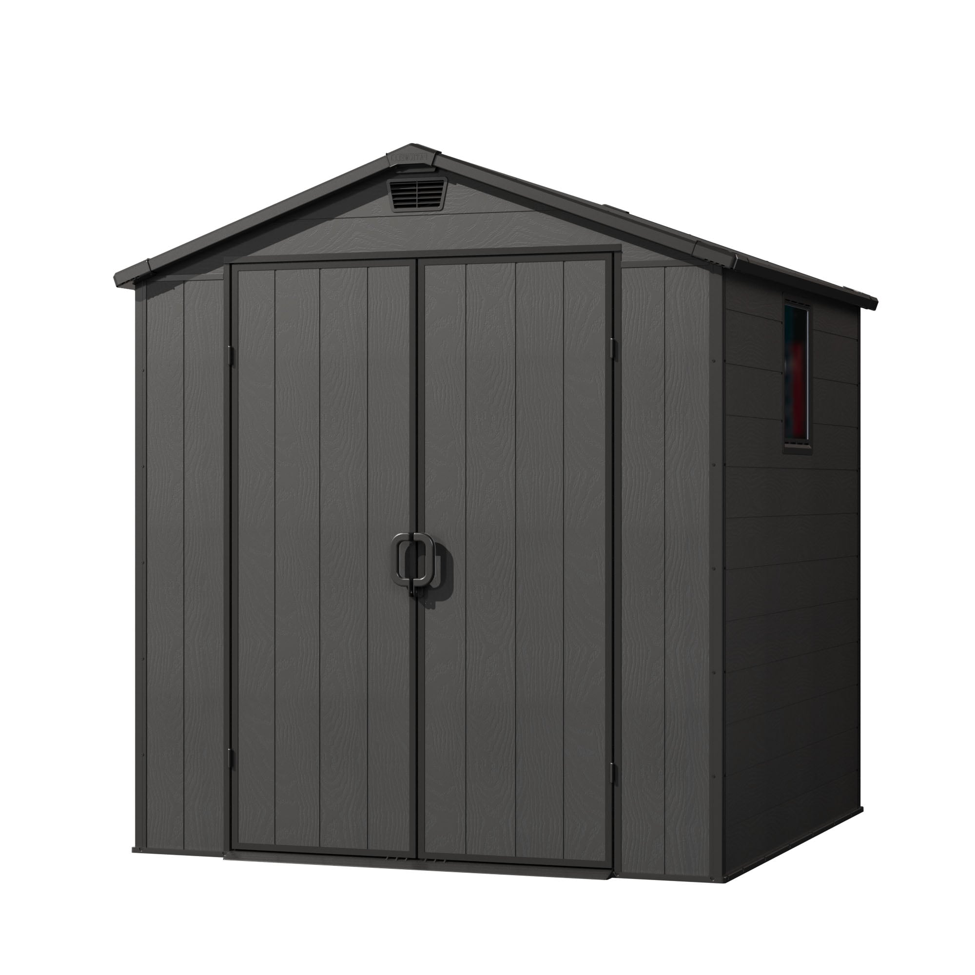 Patiowell WES-EN66-DGY 6-ft x 6-ft Black Gable Resin Storage Shed (Floor Included)