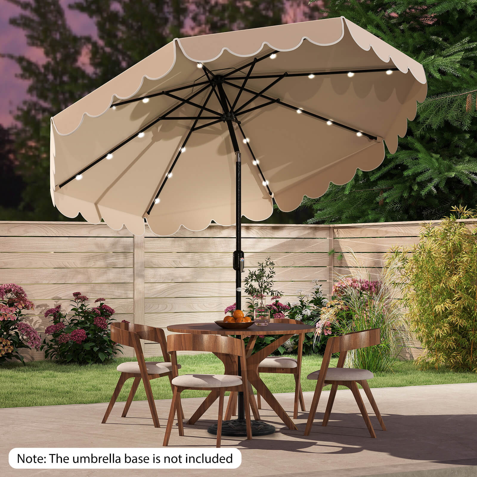 Costway 10-ft Iron Beige Push-button Tilt Modern Patio Umbrella in the ...