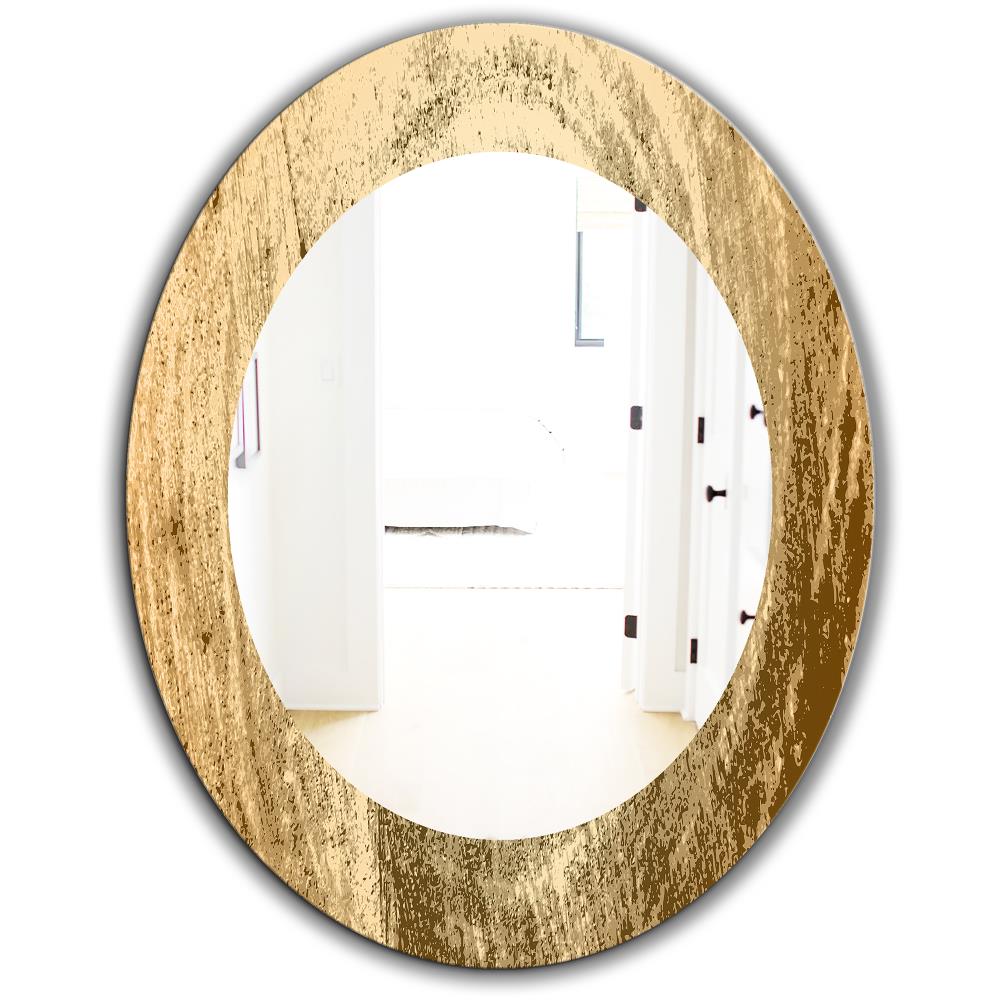 Designart 23.7-in W x 23.7-in H Oval Brown Polished Wall Mirror at ...