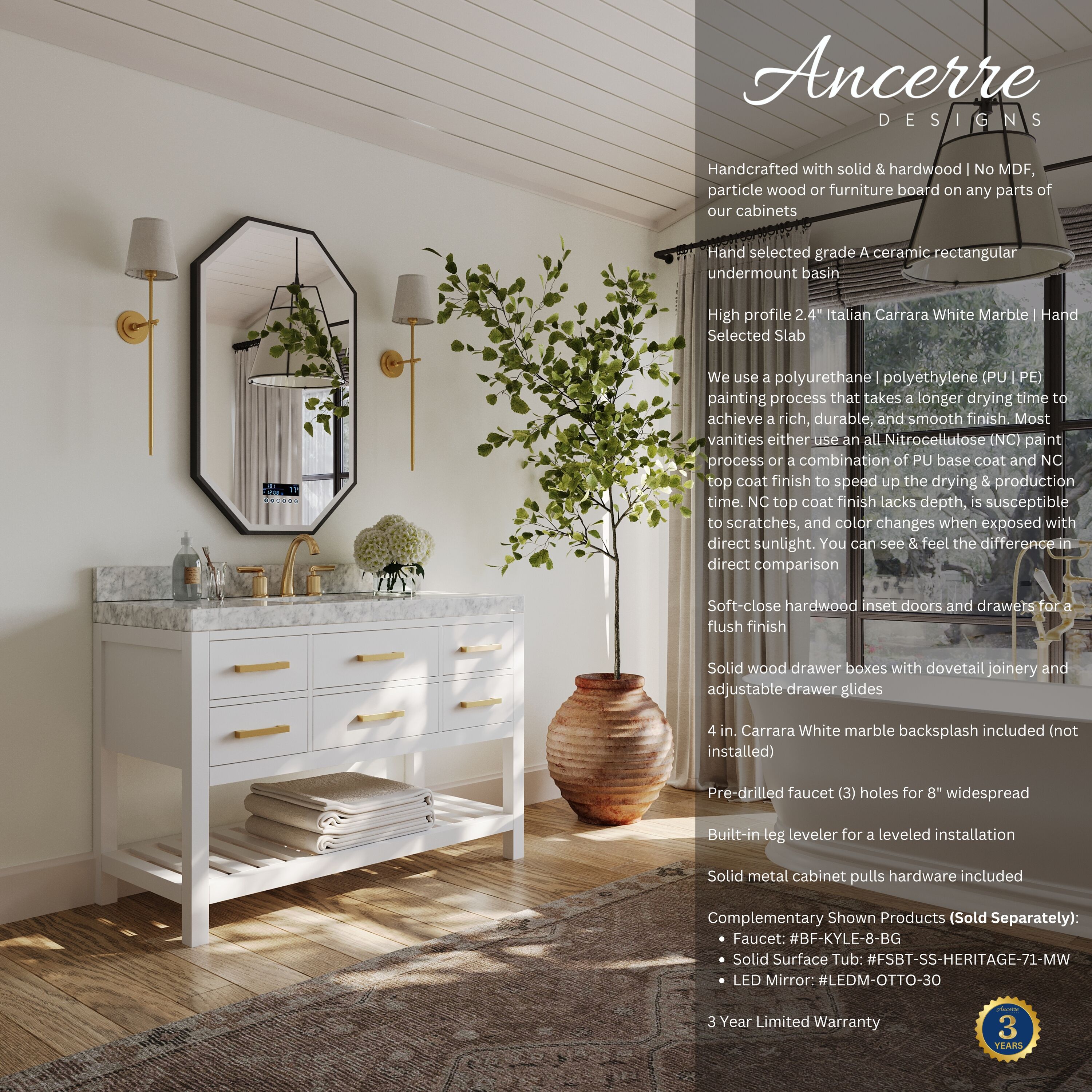 Ancerre Designs VTSELIZABETH48WCWGD Bath-Vanity-Combo - View #2