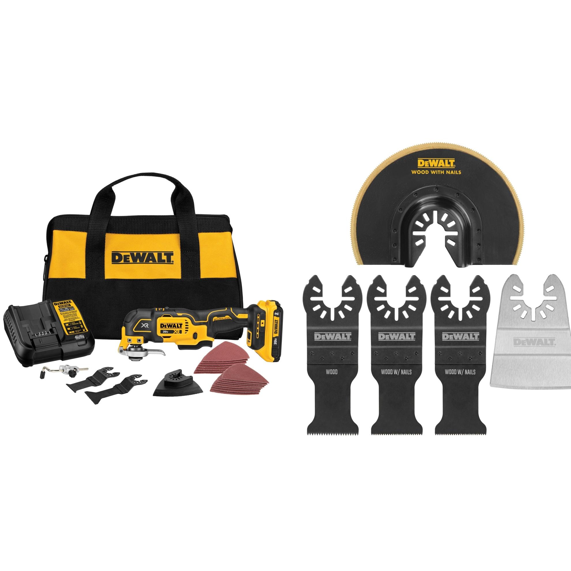 DEWALT XR 20V Max Cordless 3-speed 8 -Piece Oscillating Multi-Tool w/ Case Battery and Charger plus  5-Piece Blade set