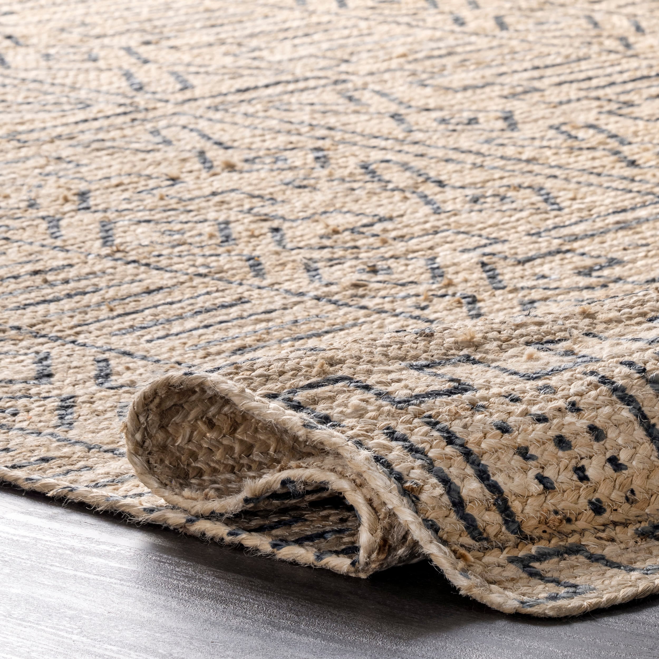 Tuareg-Inspired Handmade Braided Jute Area Rug, 5' x 8', Gray