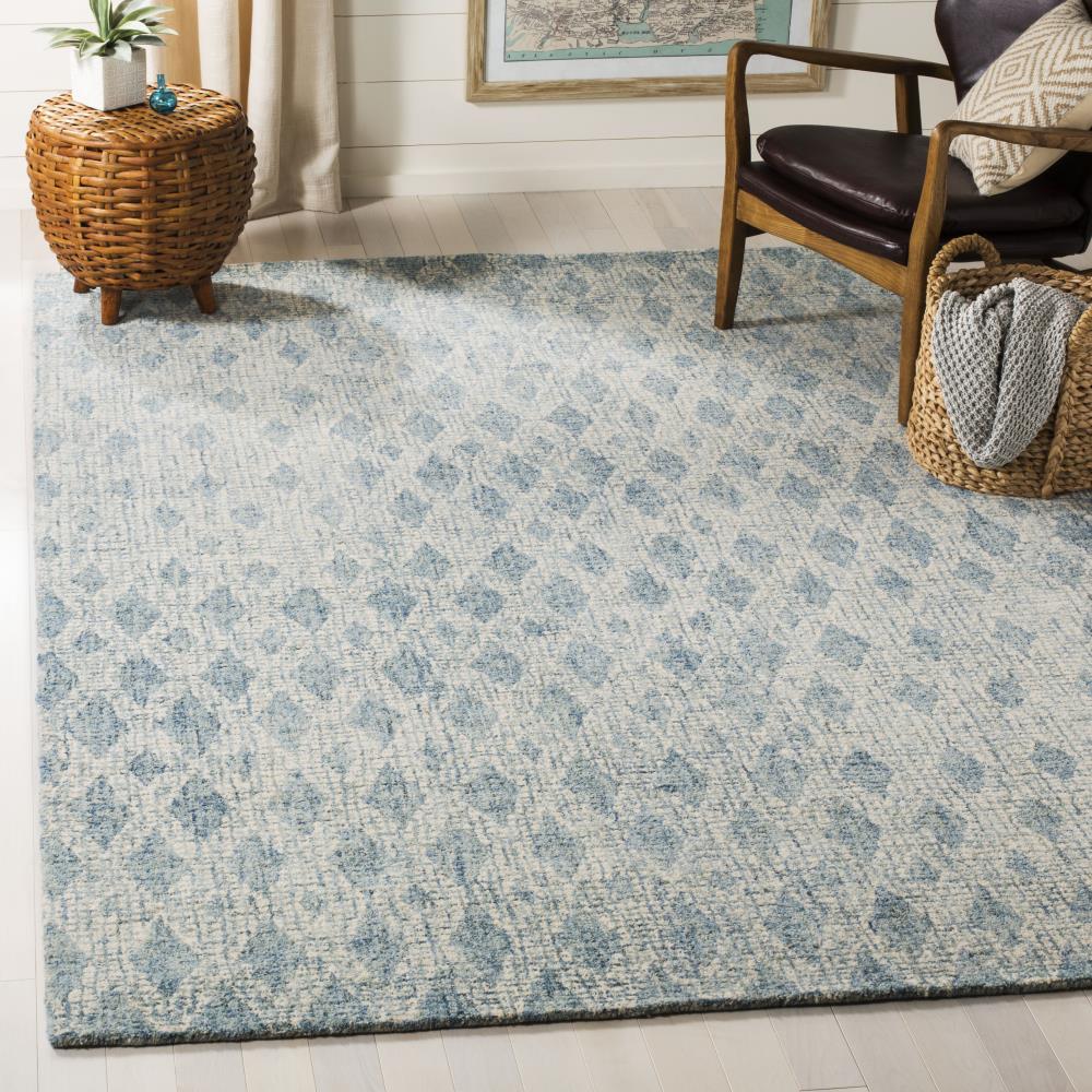 Ivory Abstract Handmade Wool 4' x 6' Reversible Rug