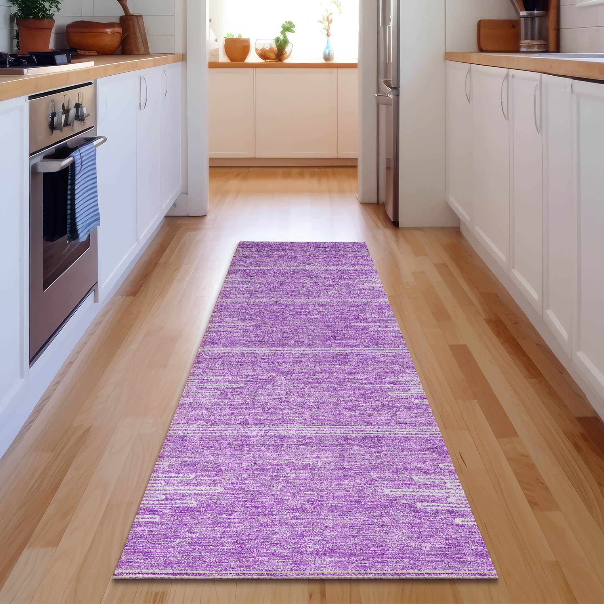 Addison Rugs AMF647LV2X8 Mayfield AMF647LV 2 x 7 (ft) Polyester Purple Rectangular Indoor Stripe Machine washable Runner rug