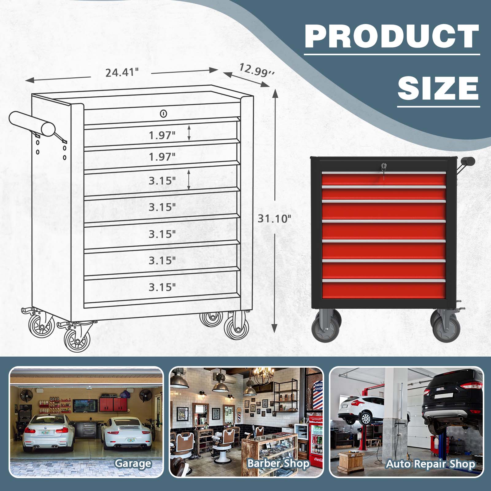 RaDEWAY TH111209-BKRD Tool-Cabinets - View #3