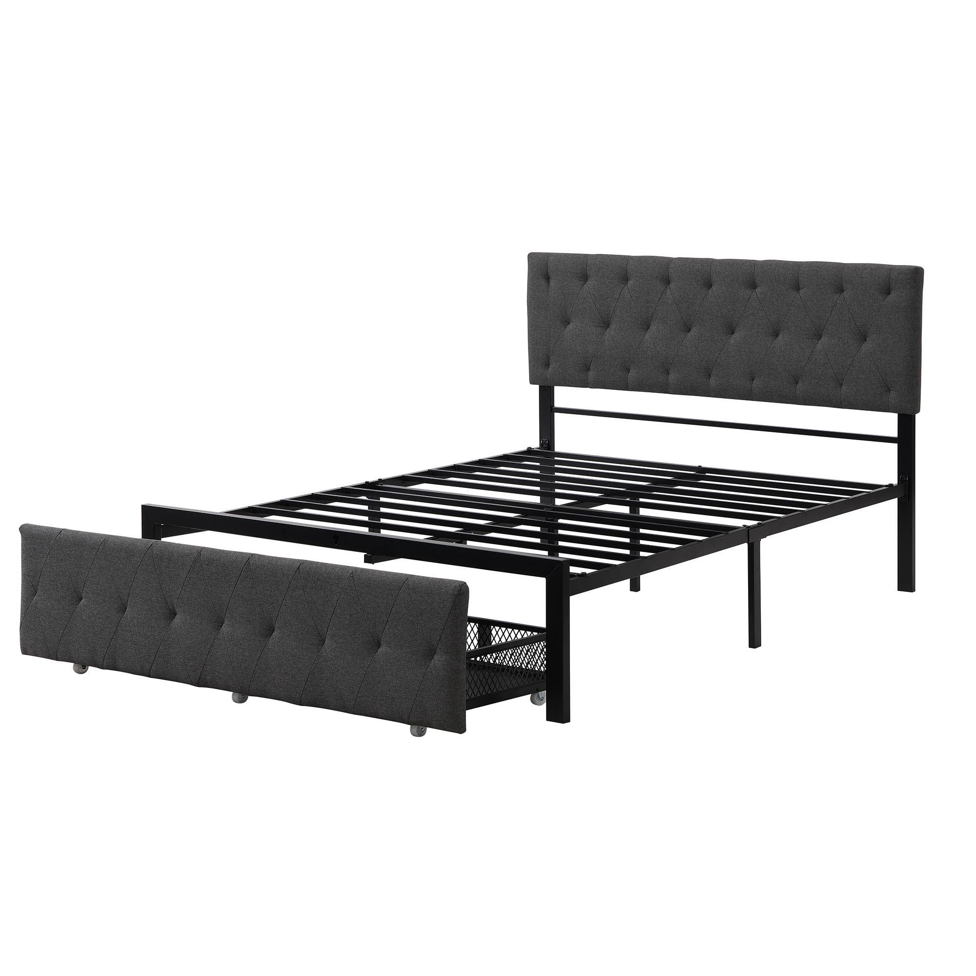 Yiekholo Gray Full Metal Upholstered Bed with Storage in the Beds ...