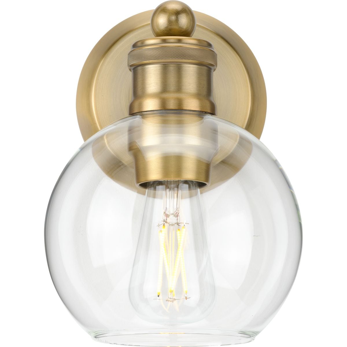 Hansford Vintage Brass Clear Globe Glass Bath Vanity Light