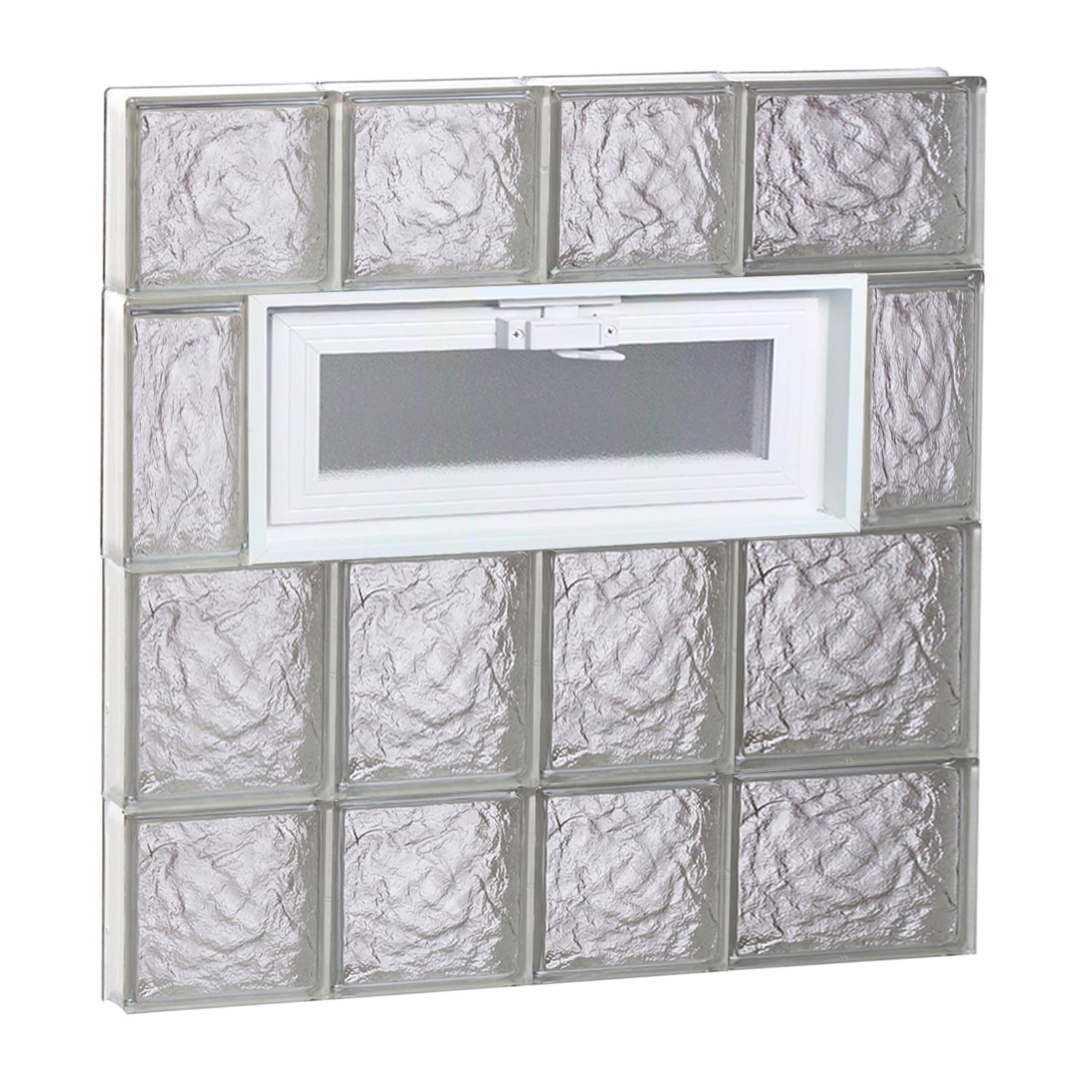 REDI2SET V2628IS Ice Glass 25-in x 27-in Frameless Replacement Vented Glass Block Window