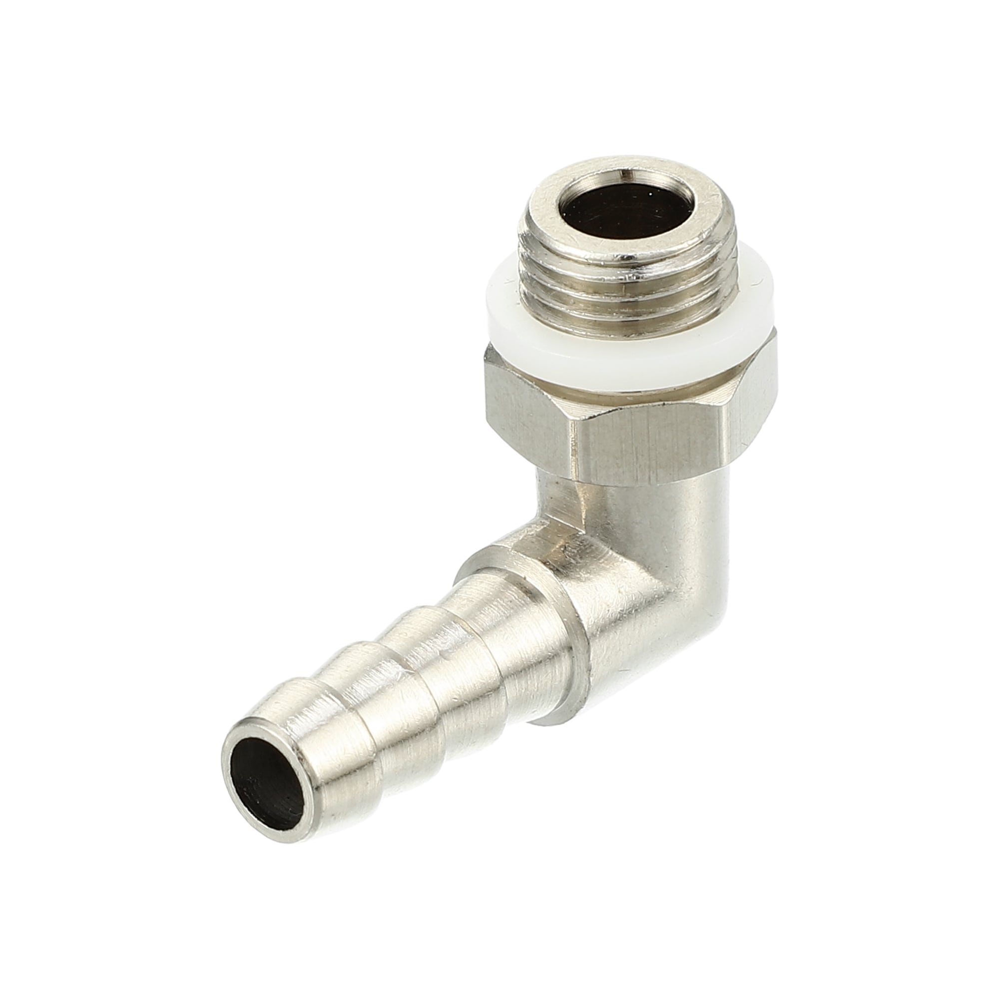 Unique Bargains Universal Car 90 Degree Brass Fitting Hose Adapter  Hose Fitting  6mm 1/4Inch Barb to Male Metric M10x1  Durable  Brass  Silver Tone