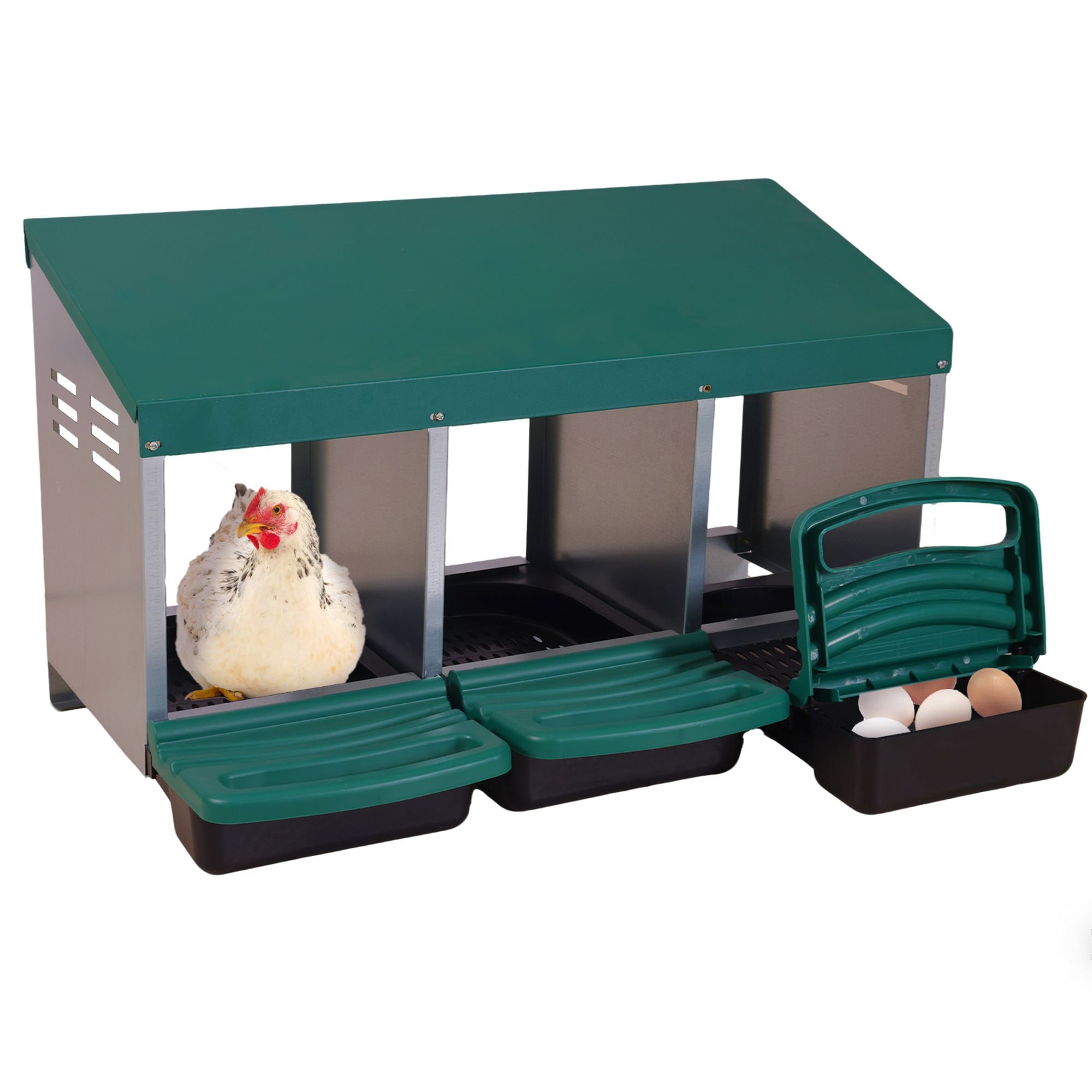 Aivituvin  Chicken Nesting Box Roll-Away Egg Tray with 3 Compartments