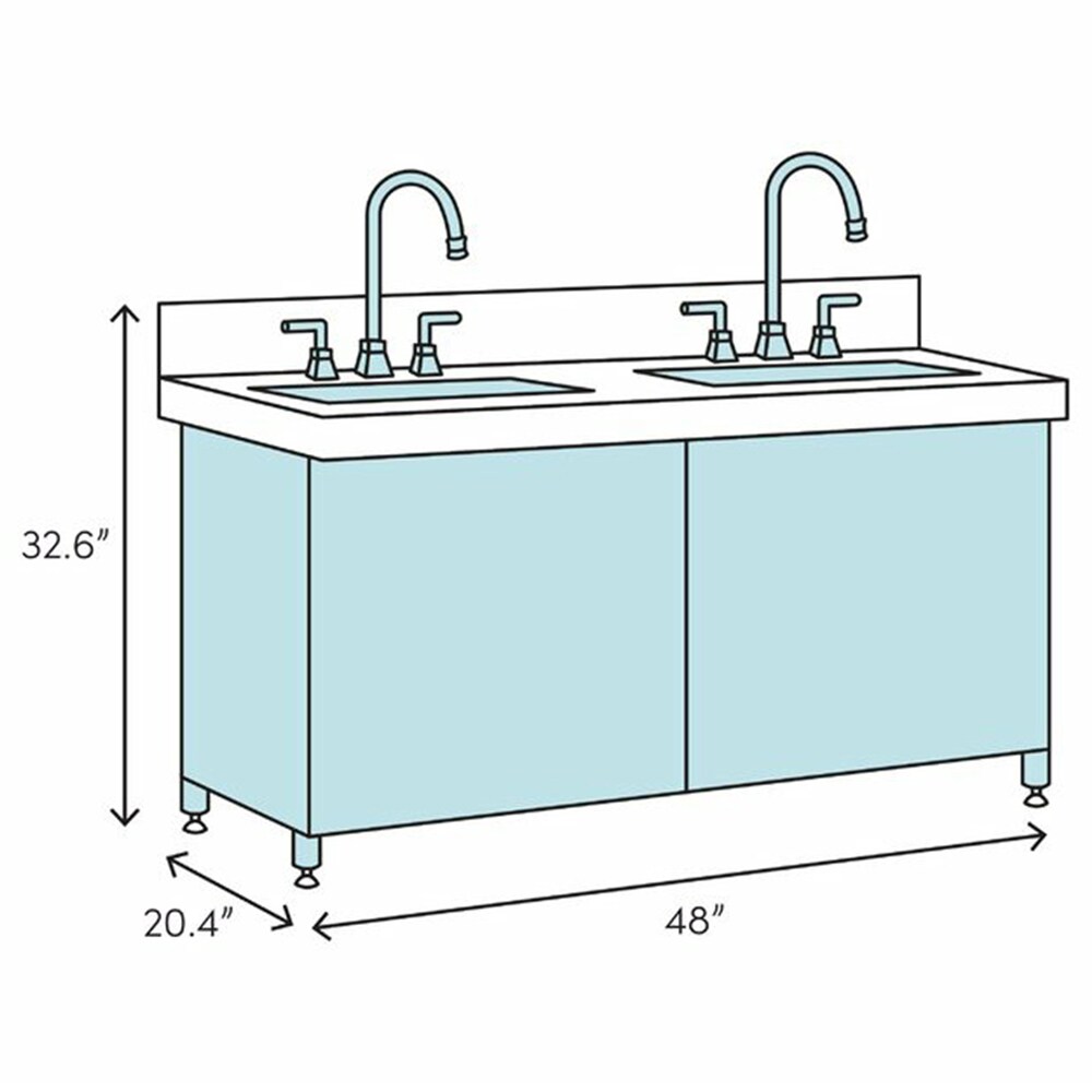 Antique White 48" Double Sink Freestanding Vanity with Quartz Top